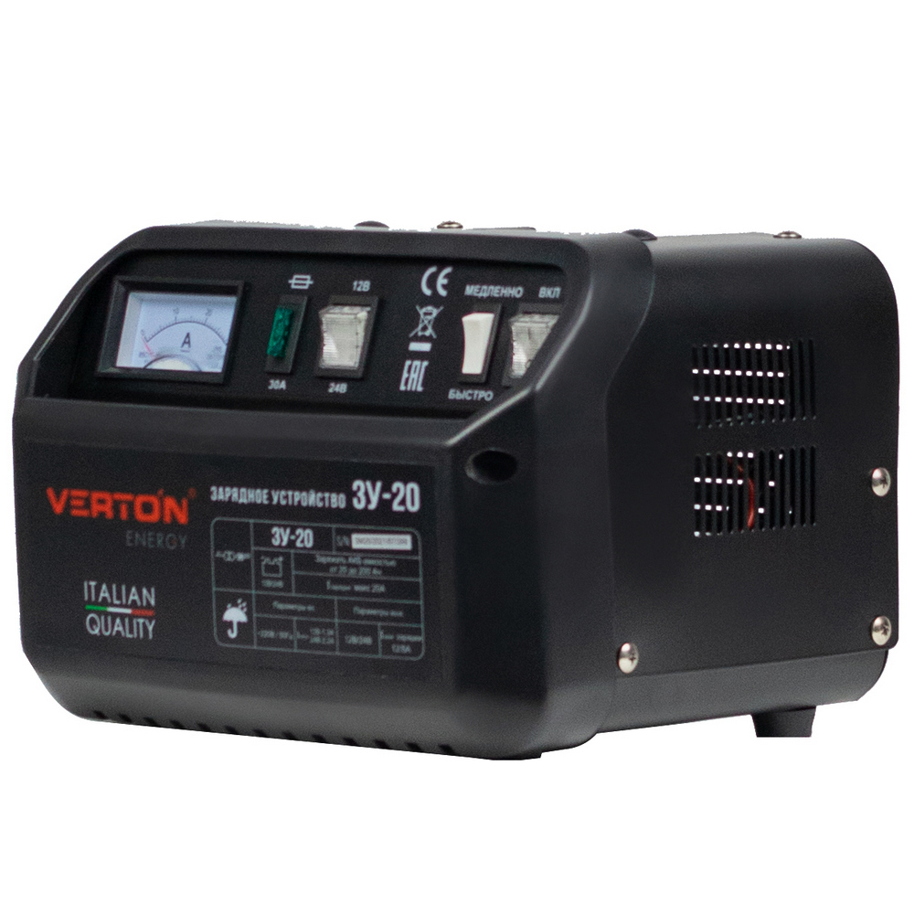 Изображение товара Зарядное устройство Verton Energy ЗУ-20 для аккумуляторов 12/24В, 20А