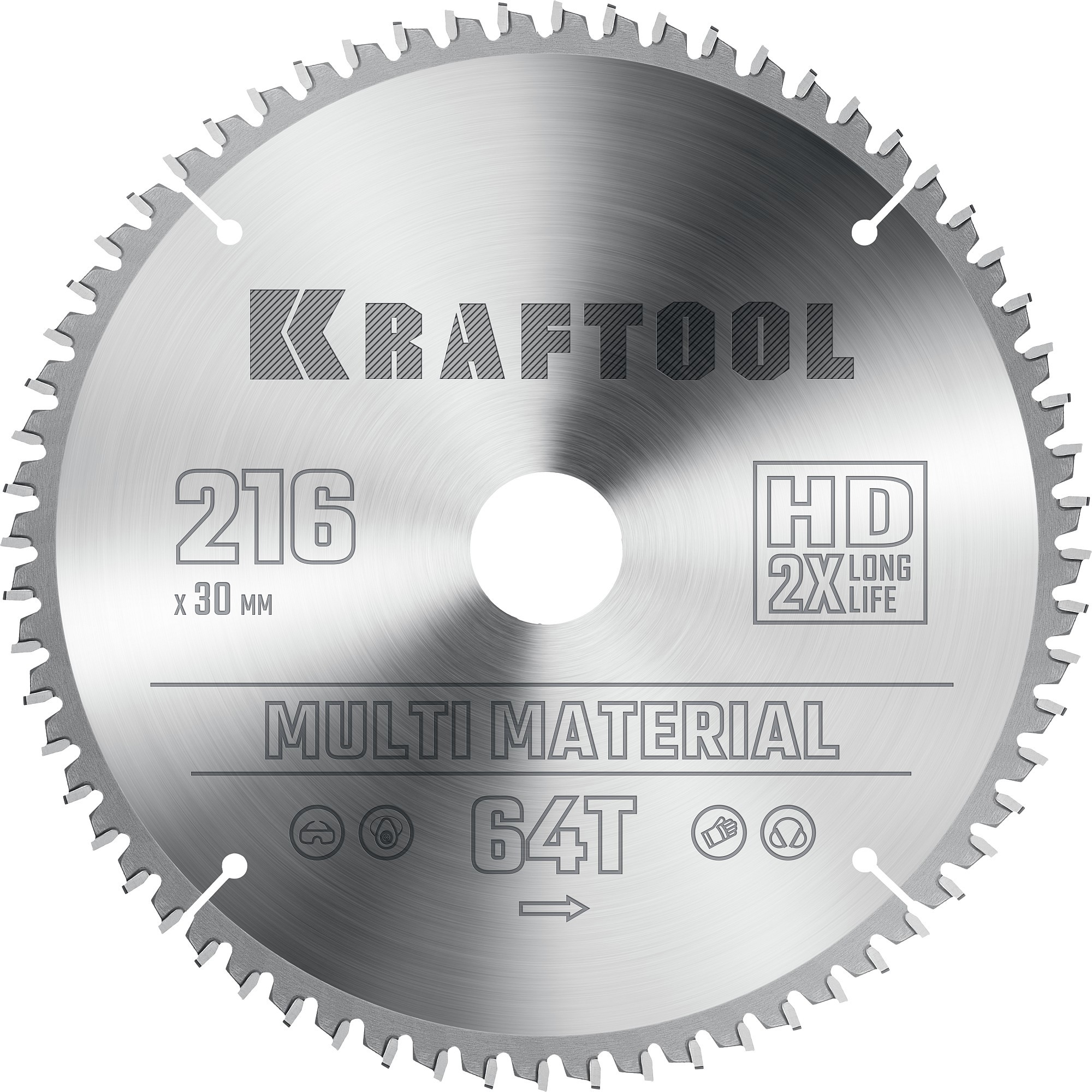 Изображение товара Диск пильный по алюминию Kraftool Multi Material 36953-216-30 64T 216x30x2 мм