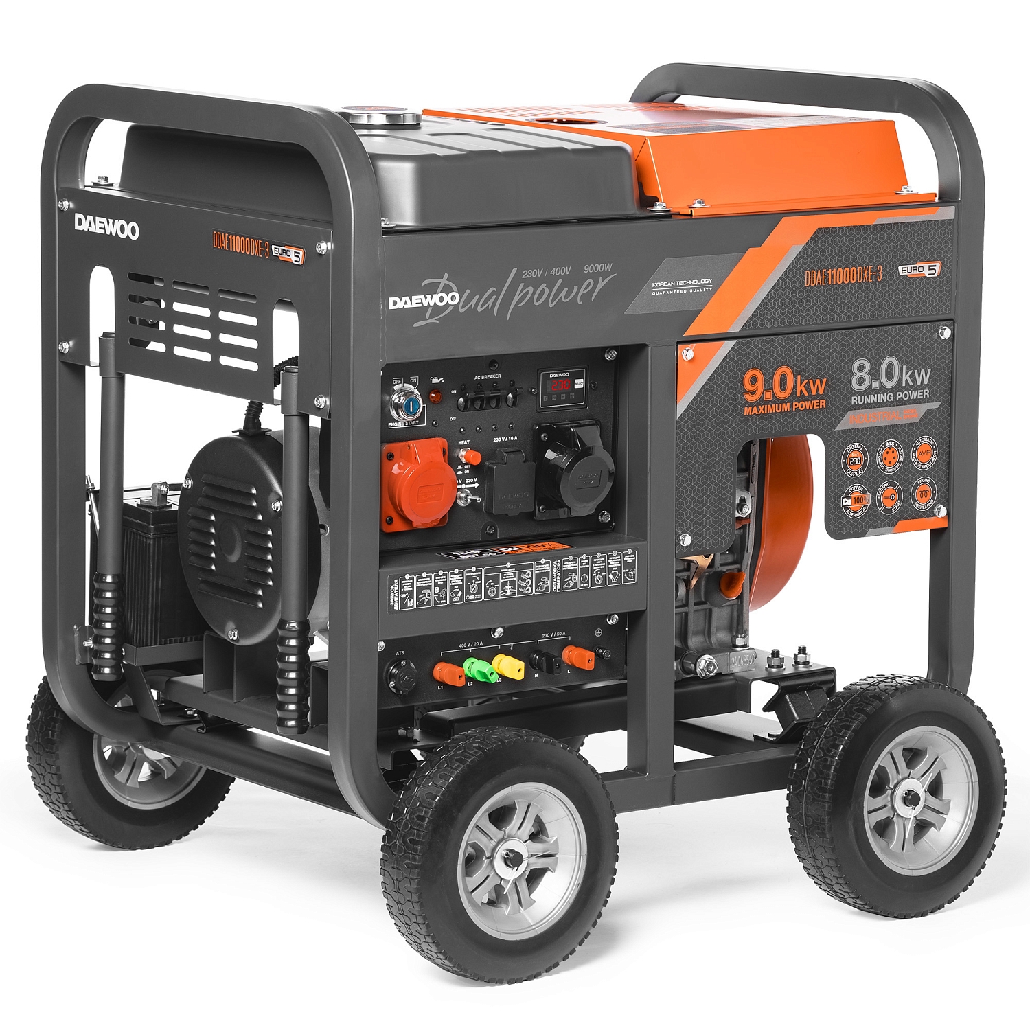 Изображение товара Дизельный генератор Daewoo DDAE 11000DXE-3 9 кВт с дисплеем и системой Dual Power