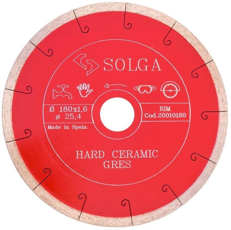 Изображение товара Диск алмазный по керамограниту Solga Diamant 20010180 сплошной 180x22.2x1.6 мм