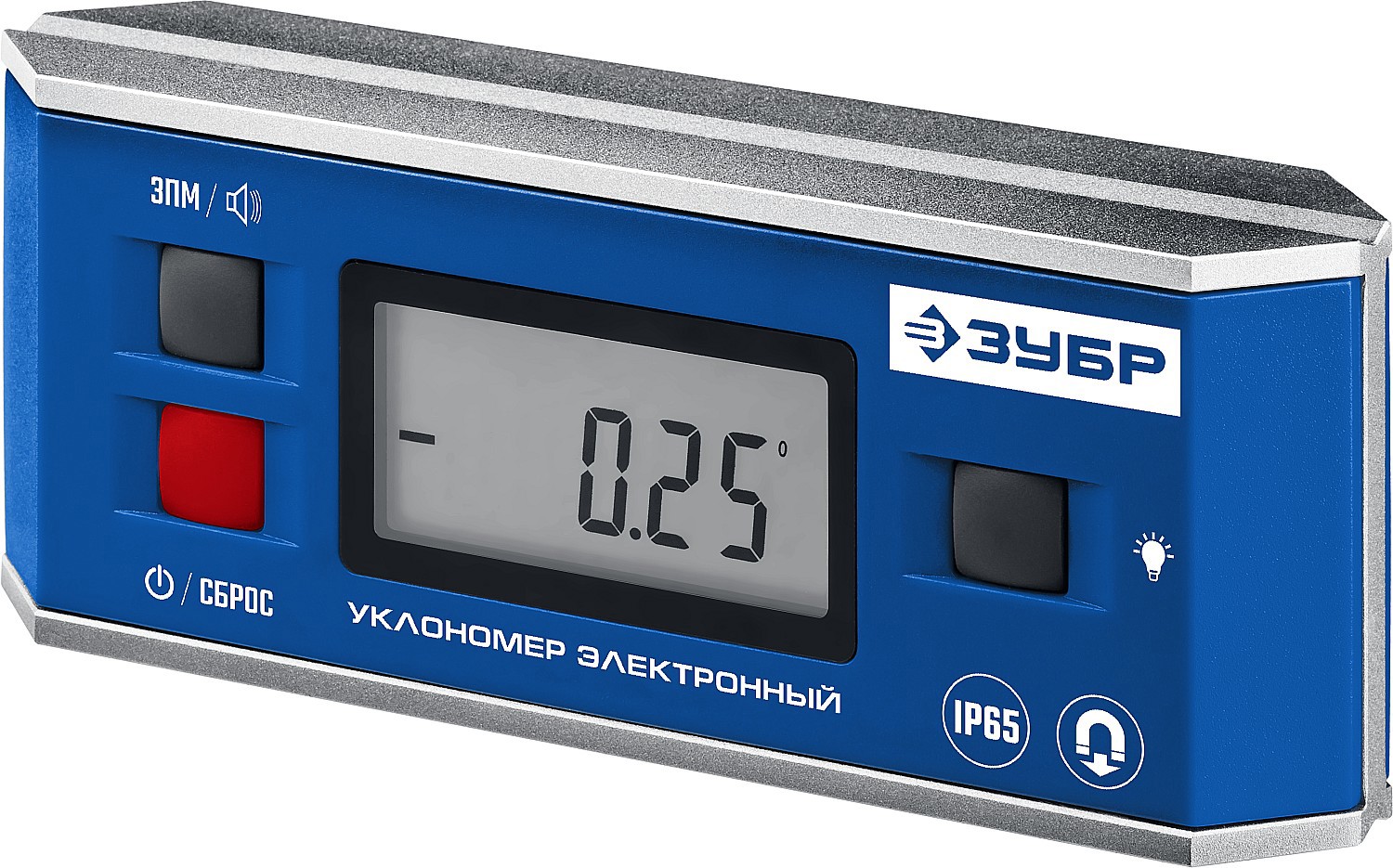 Изображение товара Уровень-угломер цифровой с подсветкой алюминиевый Зубр Профессионал 34745_z01 магнитный