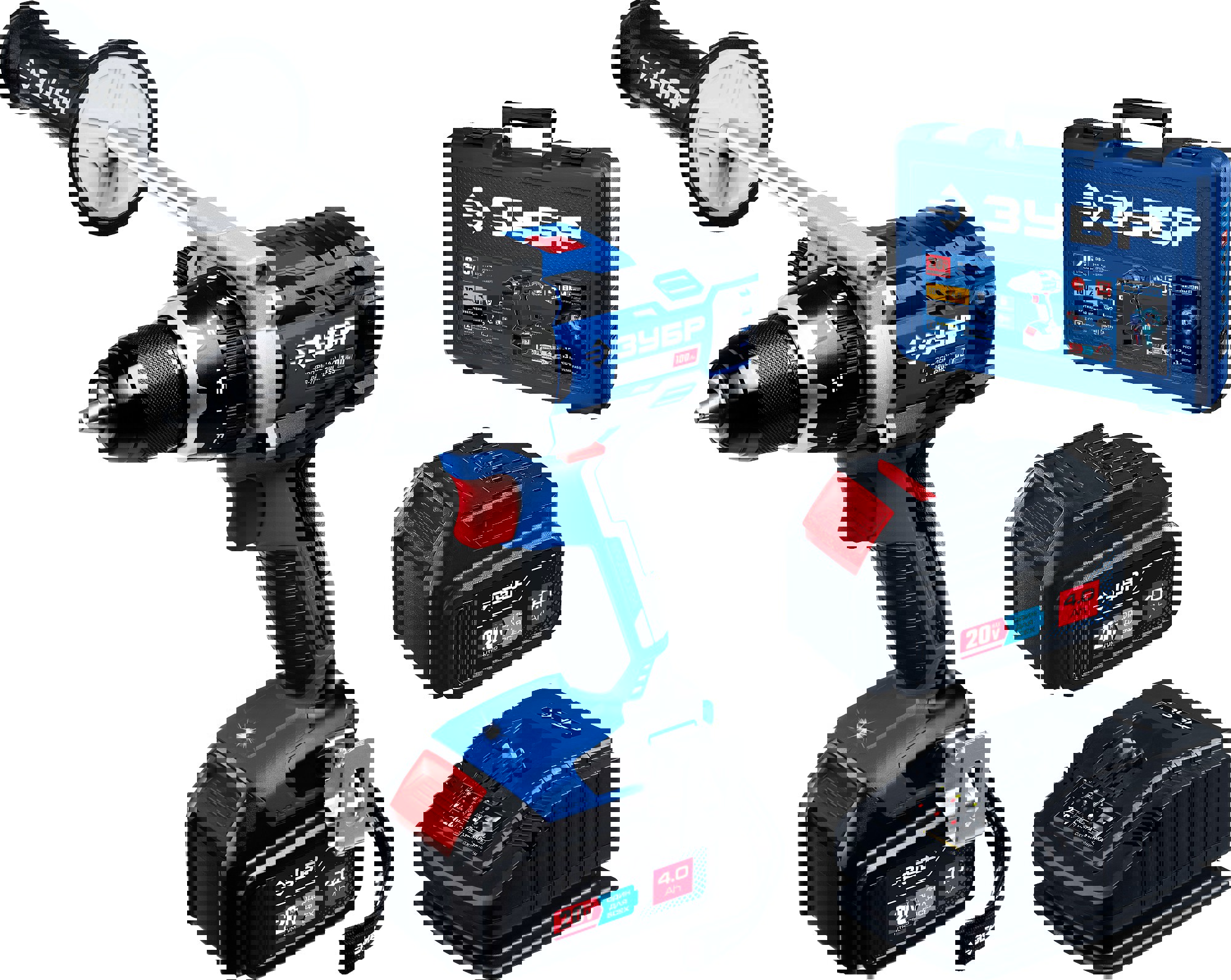 Изображение товара Аккумуляторная дрель-шуруповерт ЗУБР DB-211-42 20 В 2х4 Ач бесщеточный