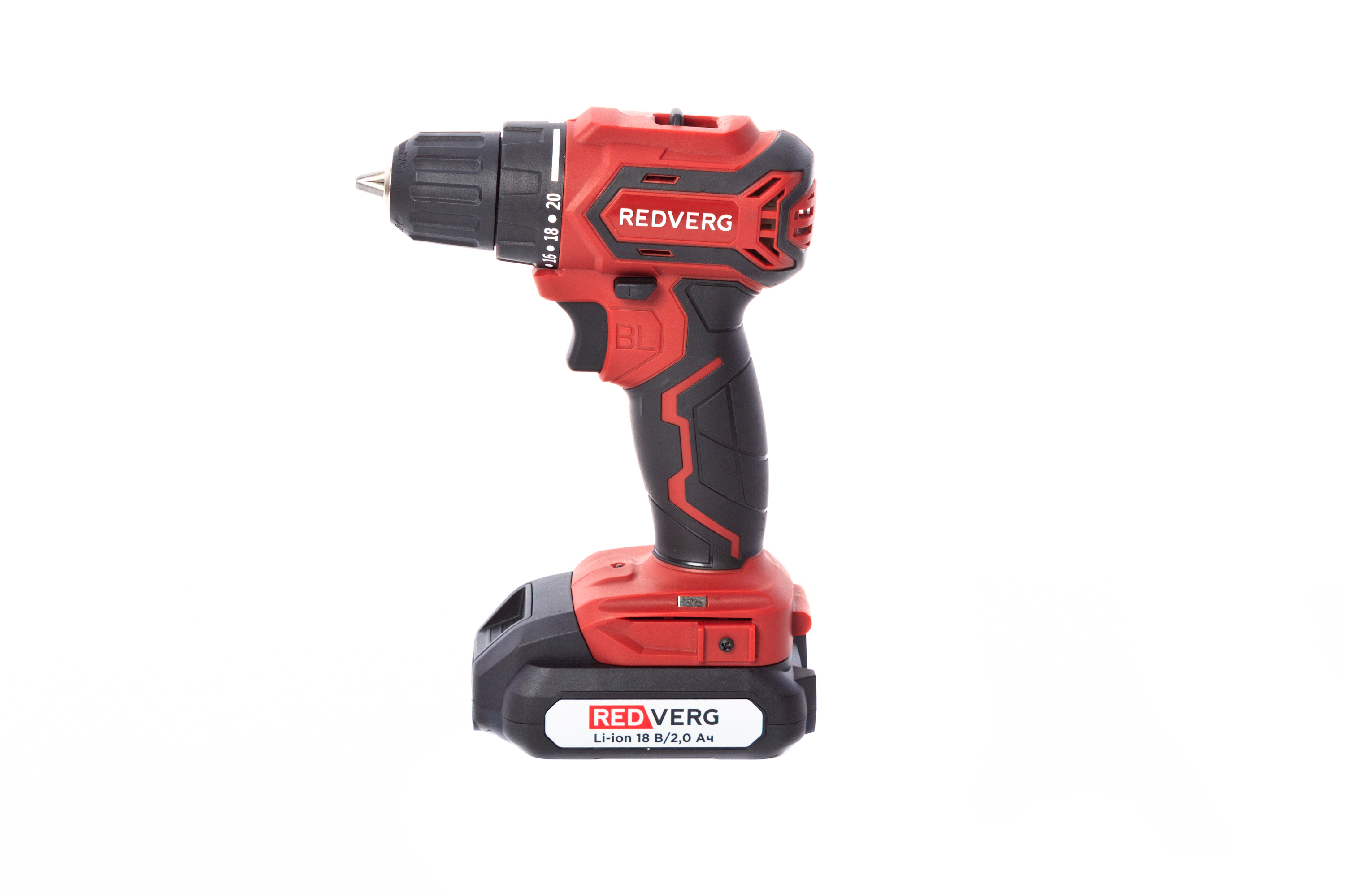 Изображение товара Шуруповерт аккумуляторный бесщеточный Redverg RD-S18MBL/U, 18 В Li-Ion 2x2 Ач