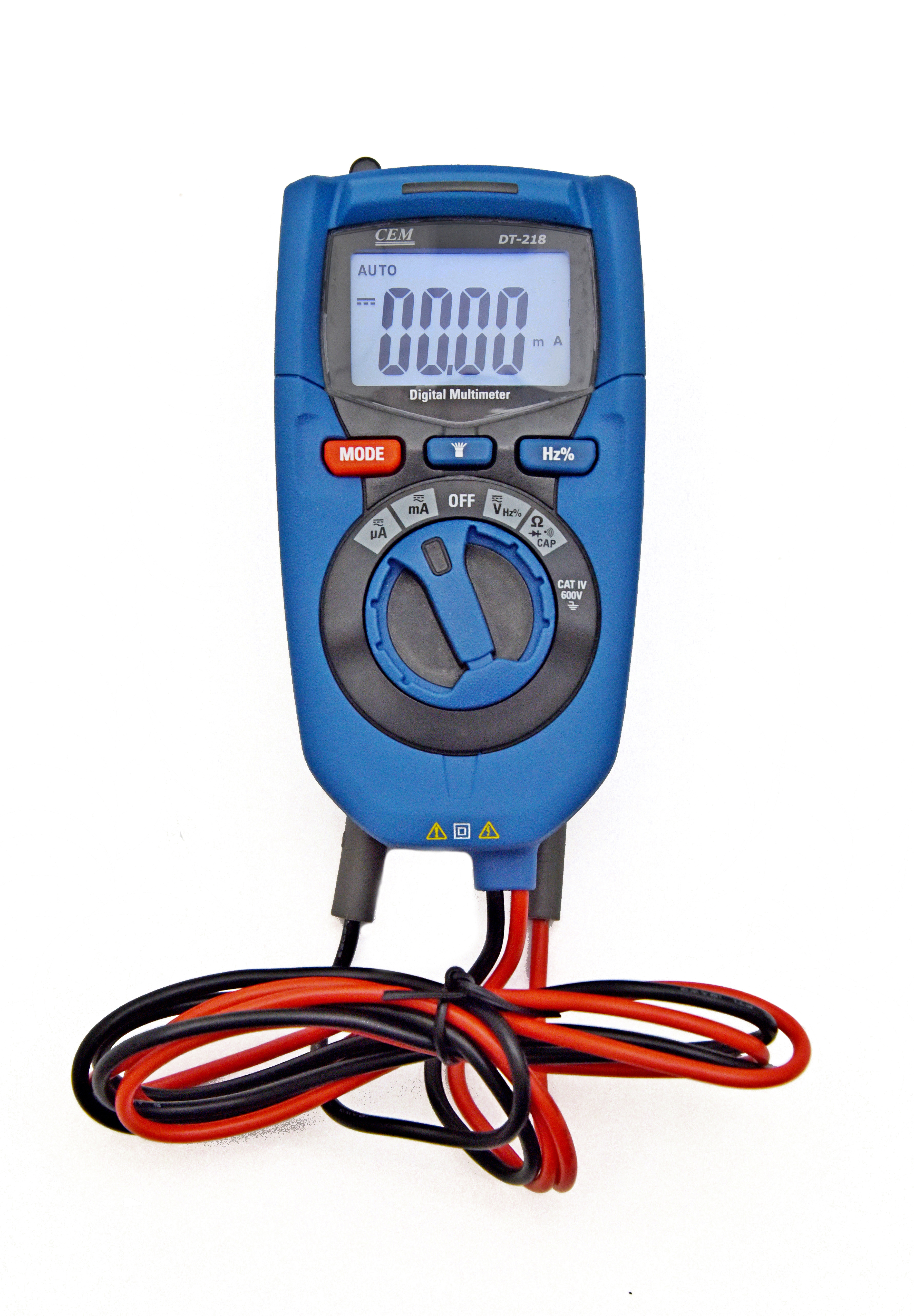 Изображение товара Цифровой мультиметр СЕМ DT-218 с ударопрочным корпусом и светодиодным фонарем