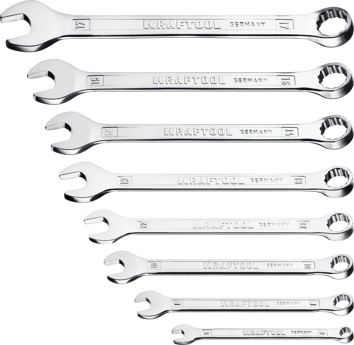 Изображение товара Набор комбинированных ключей Kraftool 27079-H8C 6-22 мм 8 шт прочный и надежный