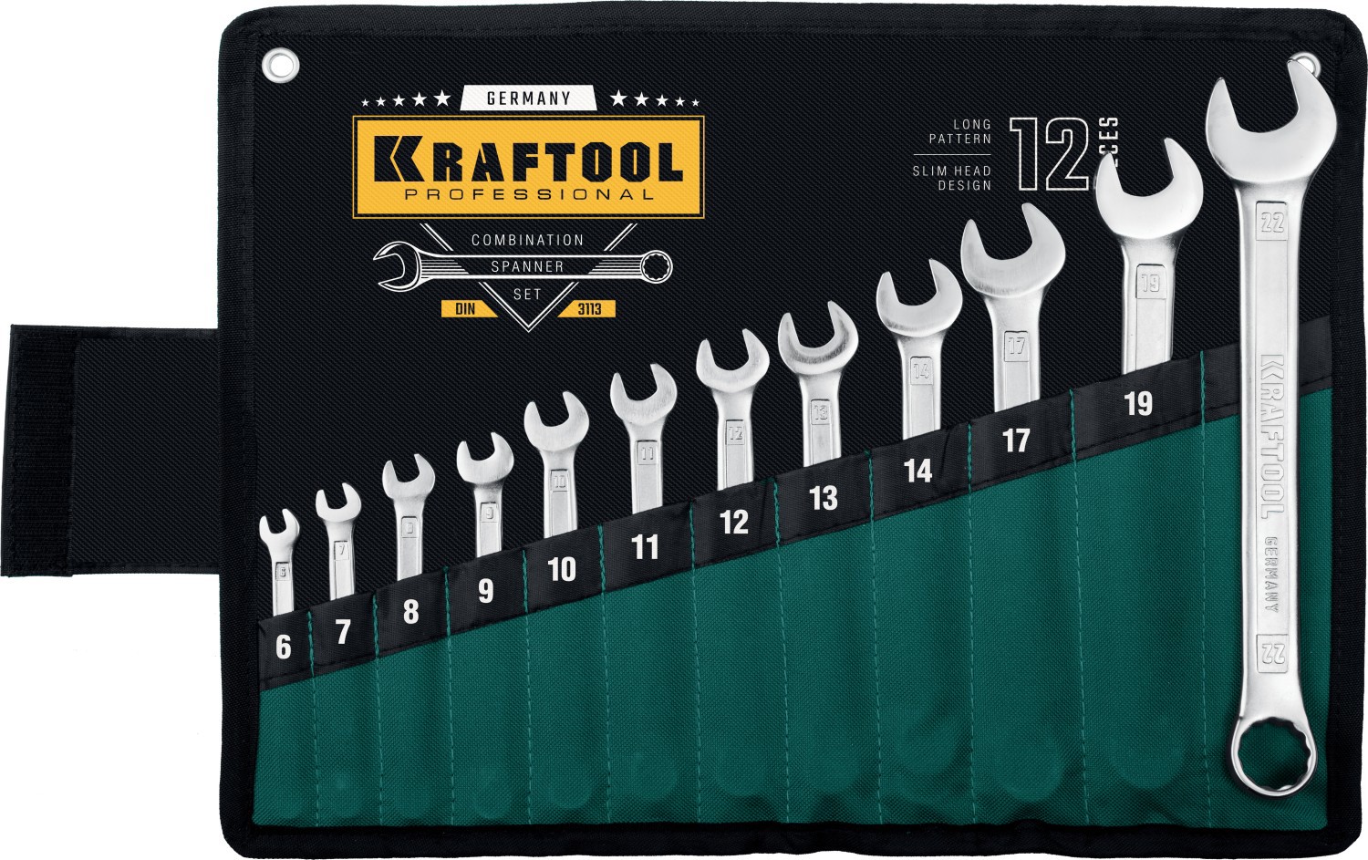 Изображение товара Набор комбинированных ключей Kraftool 27079-H12 6-22 мм 12 шт профессиональный инструмент
