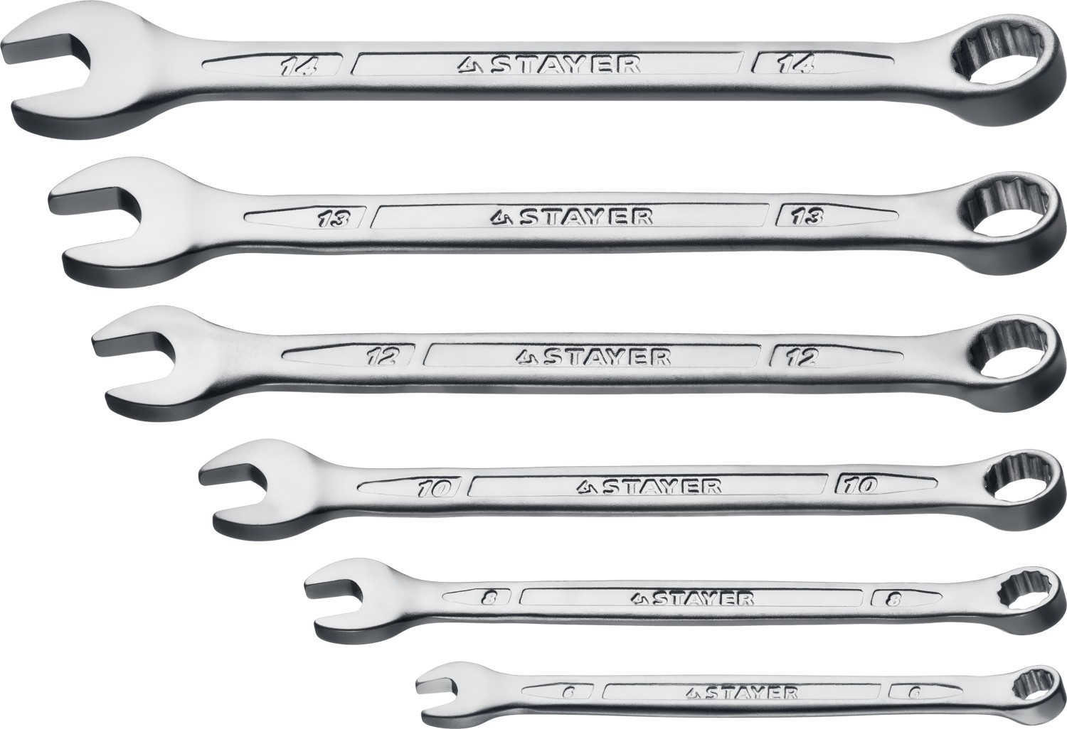 Изображение товара Набор комбинированных ключей Stayer 27085-H6 6 шт 6-14 мм надежный инструмент