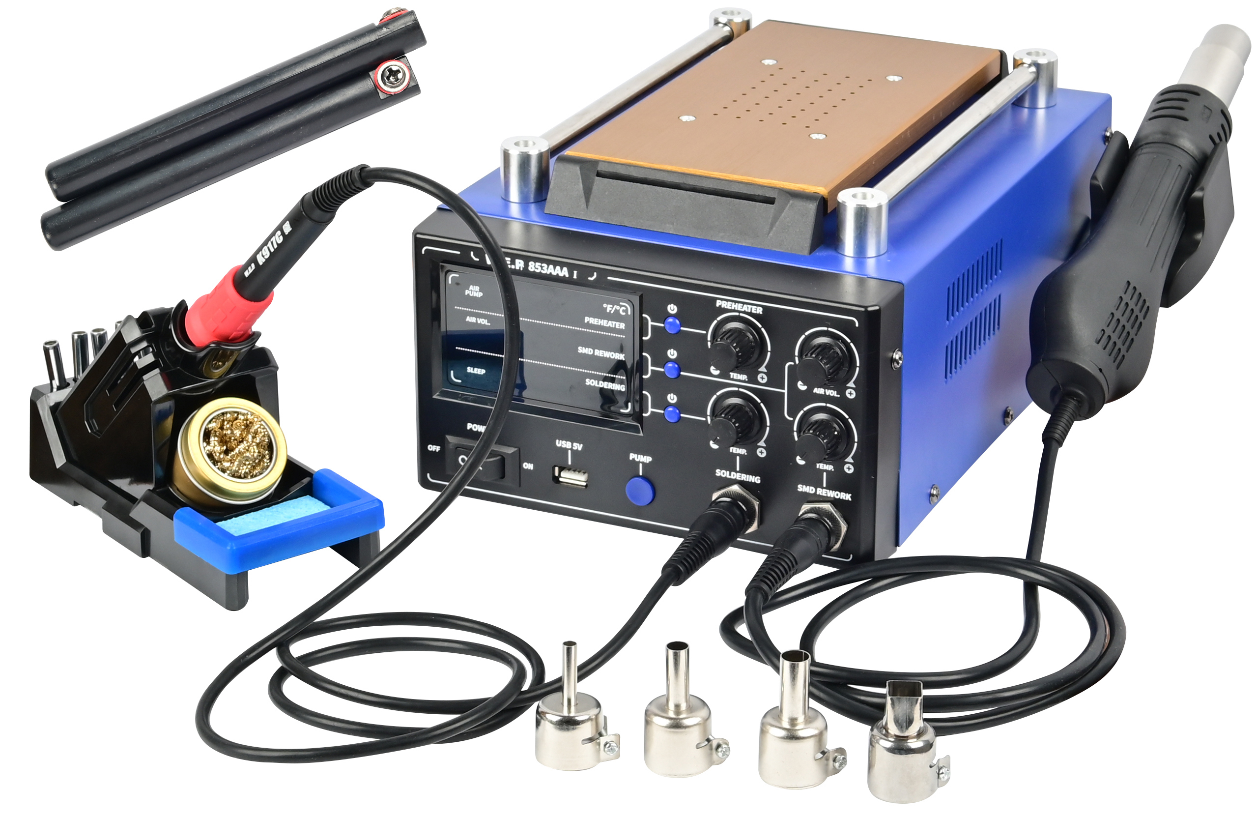 Изображение товара Паяльная станция W.E.P 853AAA-I М7760720 1180 Вт с функциями фен и разборка модулей