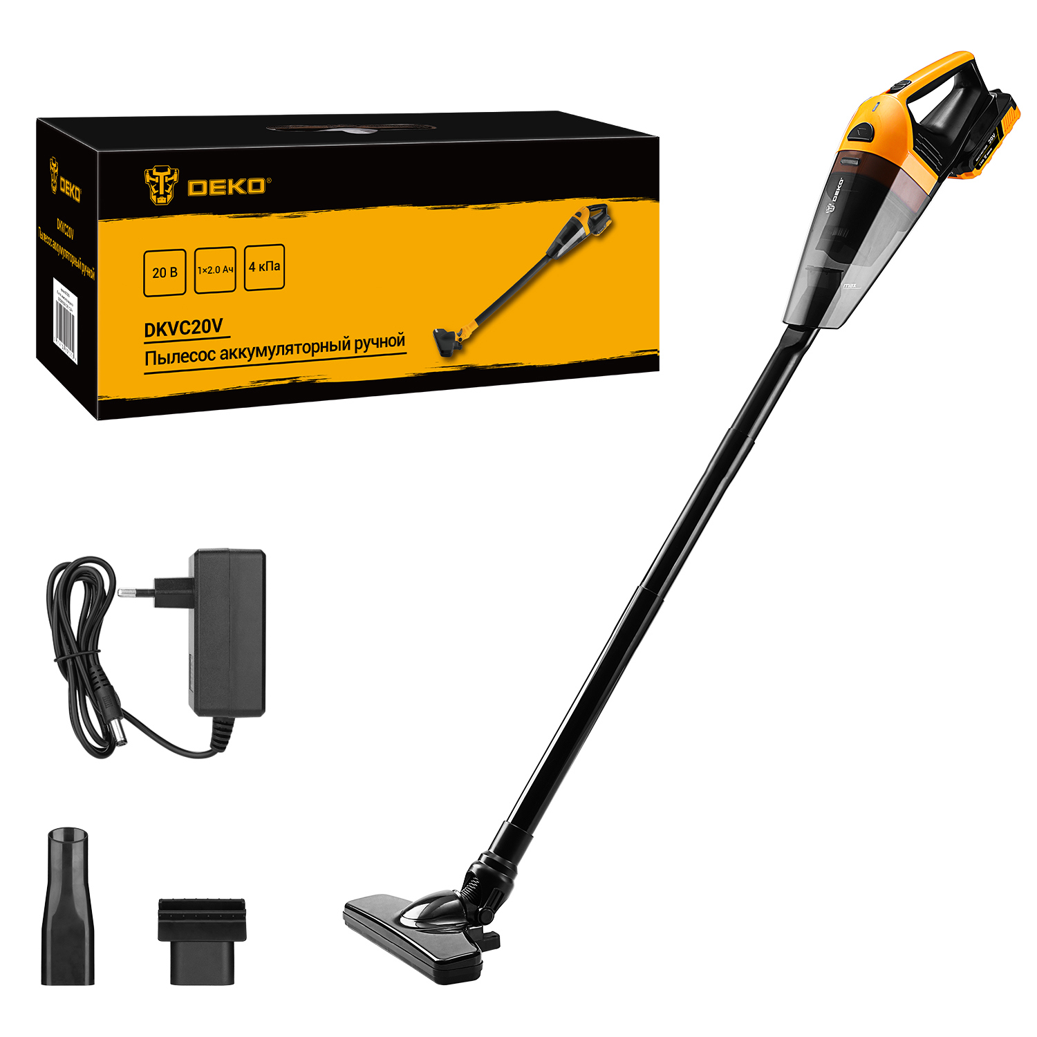 Изображение товара Вертикальный аккумуляторный пылесос DEKO DKVC20V, 20 Вт, HEPA, 0.4 л