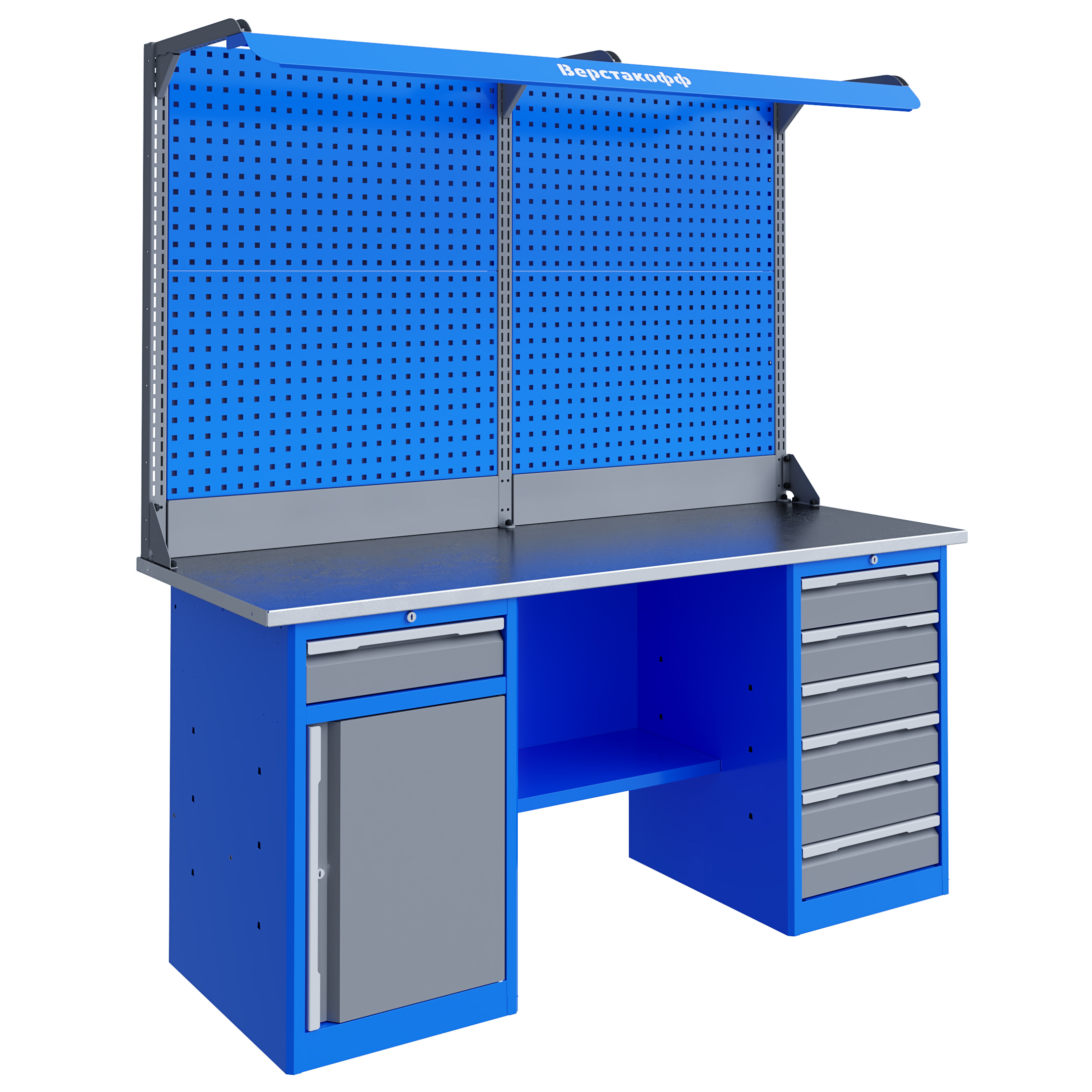 Изображение товара Станционный слесарный верстак Верстакофф TNC 181.68.2-2F максимальная нагрузка 750 кг