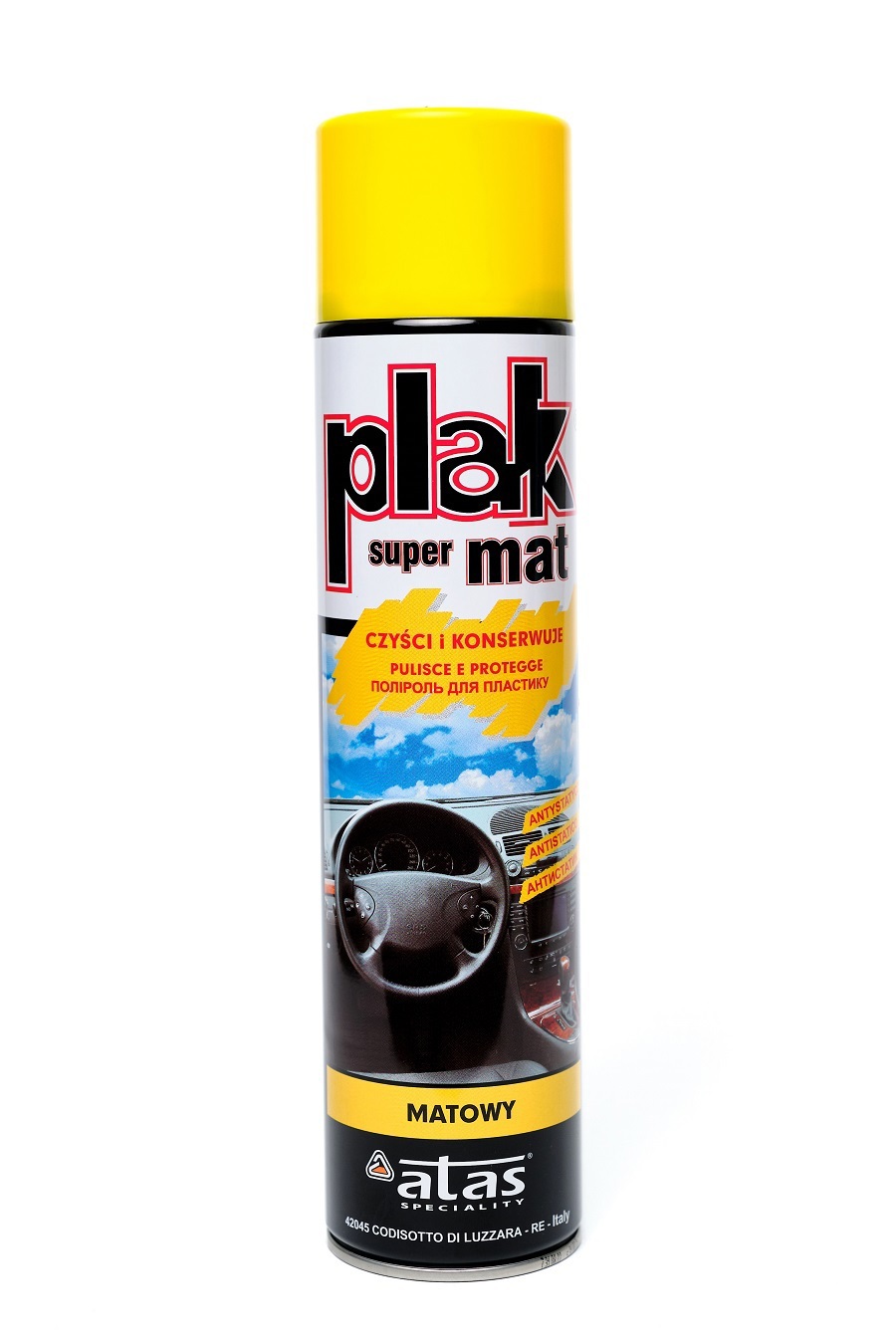 Изображение товара Полироль для пластика Atas Plak Spray Лимон матовая 600 мл Экологически безопасное средство
