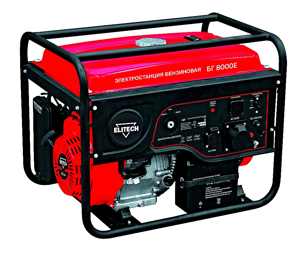 Изображение товара Генератор бензиновый Elitech ДМ БГ 8000Е, 6.5 кВт
