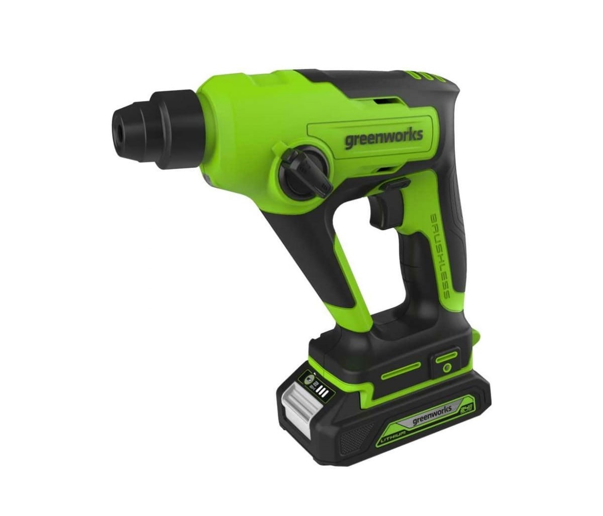 Изображение товара Аккумуляторный перфоратор Greenworks GD24SDS1K2 24В SDS Plus бесщёточный, 3 режима