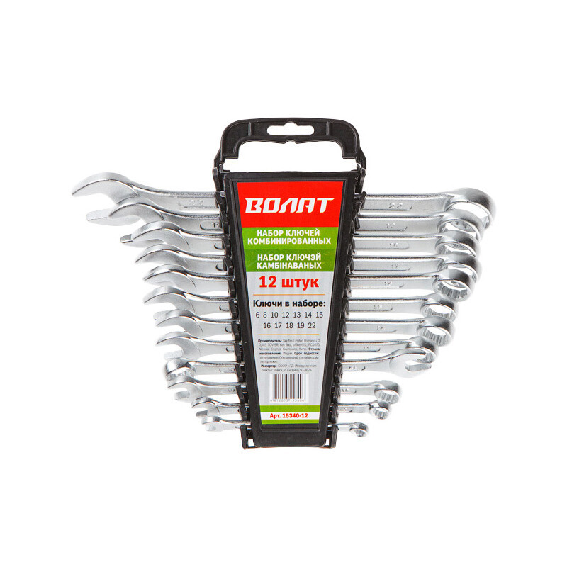 Изображение товара Набор ключей комбинированных Волат 15340-12 6-22 мм, 12 шт