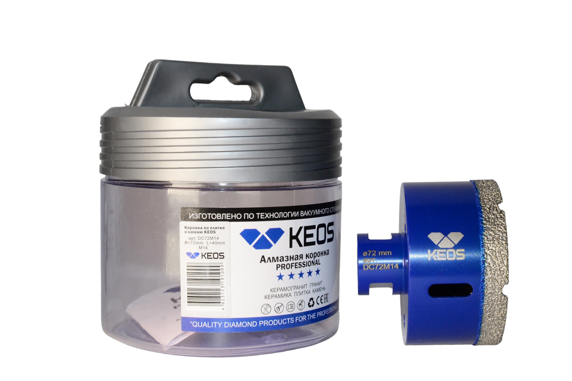 Изображение товара Коронка алмазная по керамограниту Keos DC72M14 72x40 мм