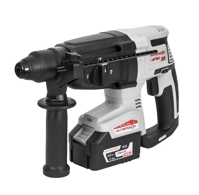 Изображение товара Перфоратор аккумуляторный бесщеточный SDS Plus Интерскол ПА-28/18ВМ АПИ НСК, 18 В Li-Ion 1x4 Ач, 3 Дж