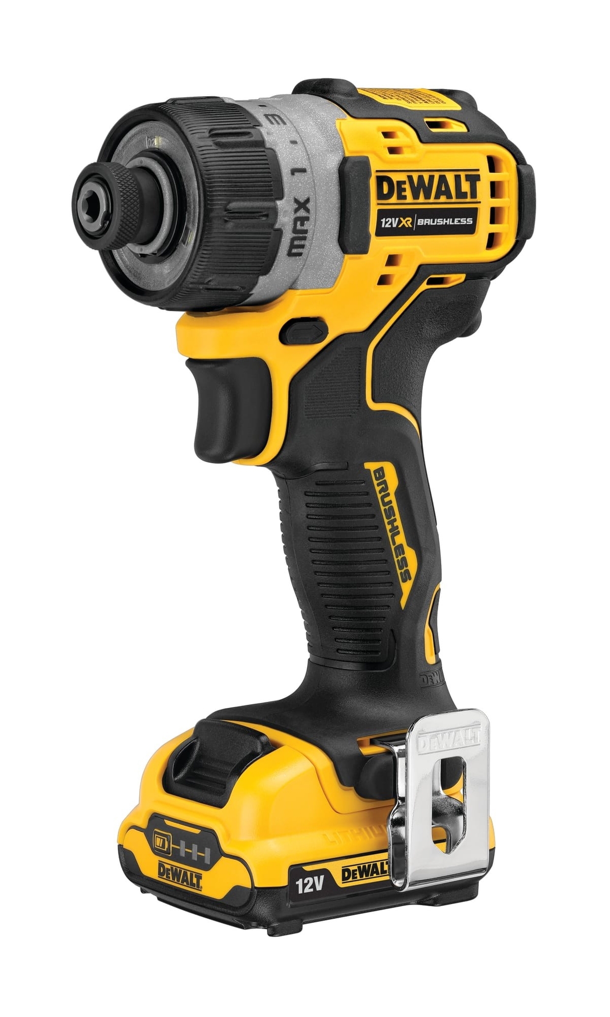 Изображение товара Шуруповерт аккумуляторный бесщеточный Dewalt DCF601D2-QW, 12 В Li-Ion 2x2 Ач