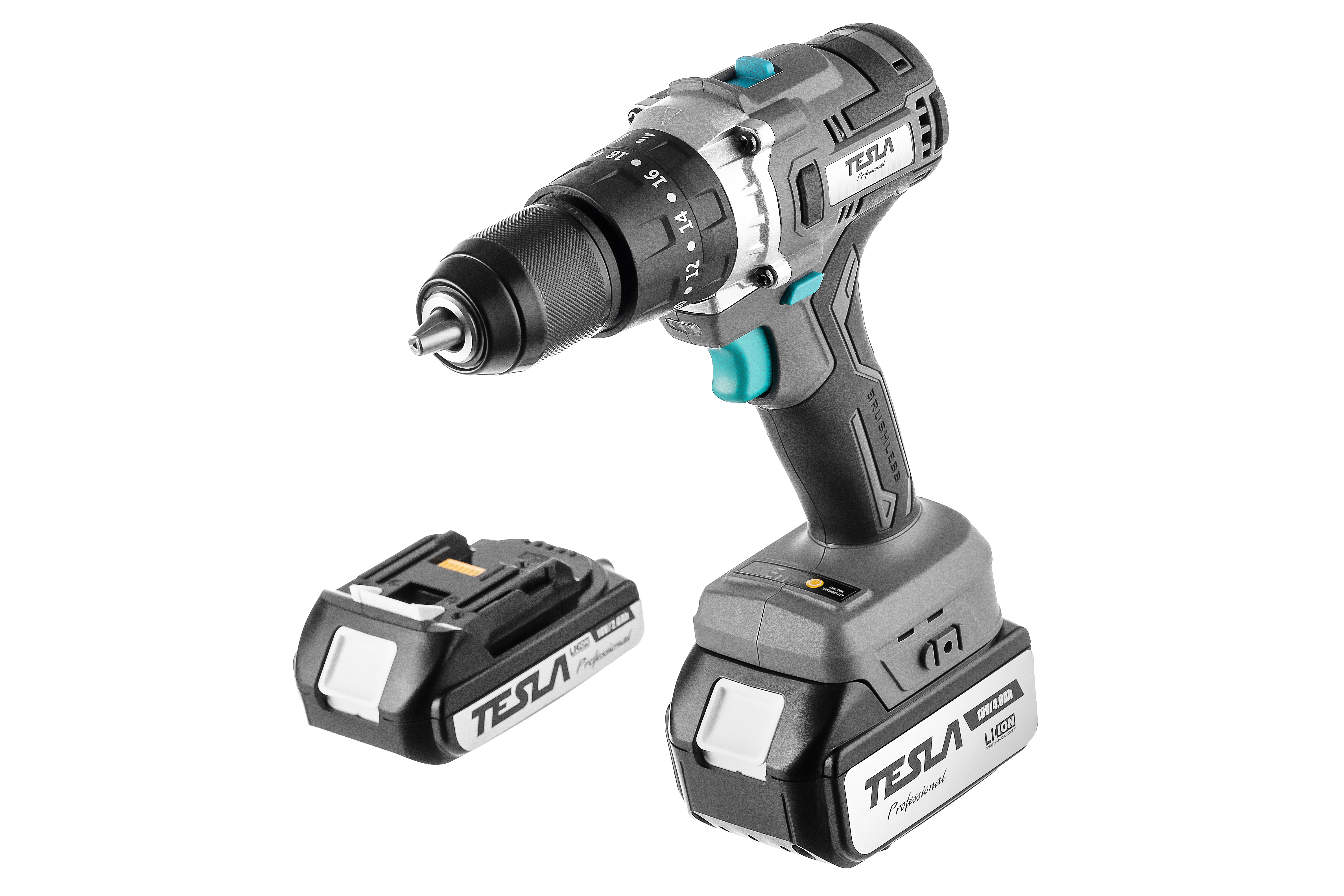 Изображение товара Дрель-шуруповерт аккумуляторная TESLA TCD18HD 18 В с двумя аккумуляторами