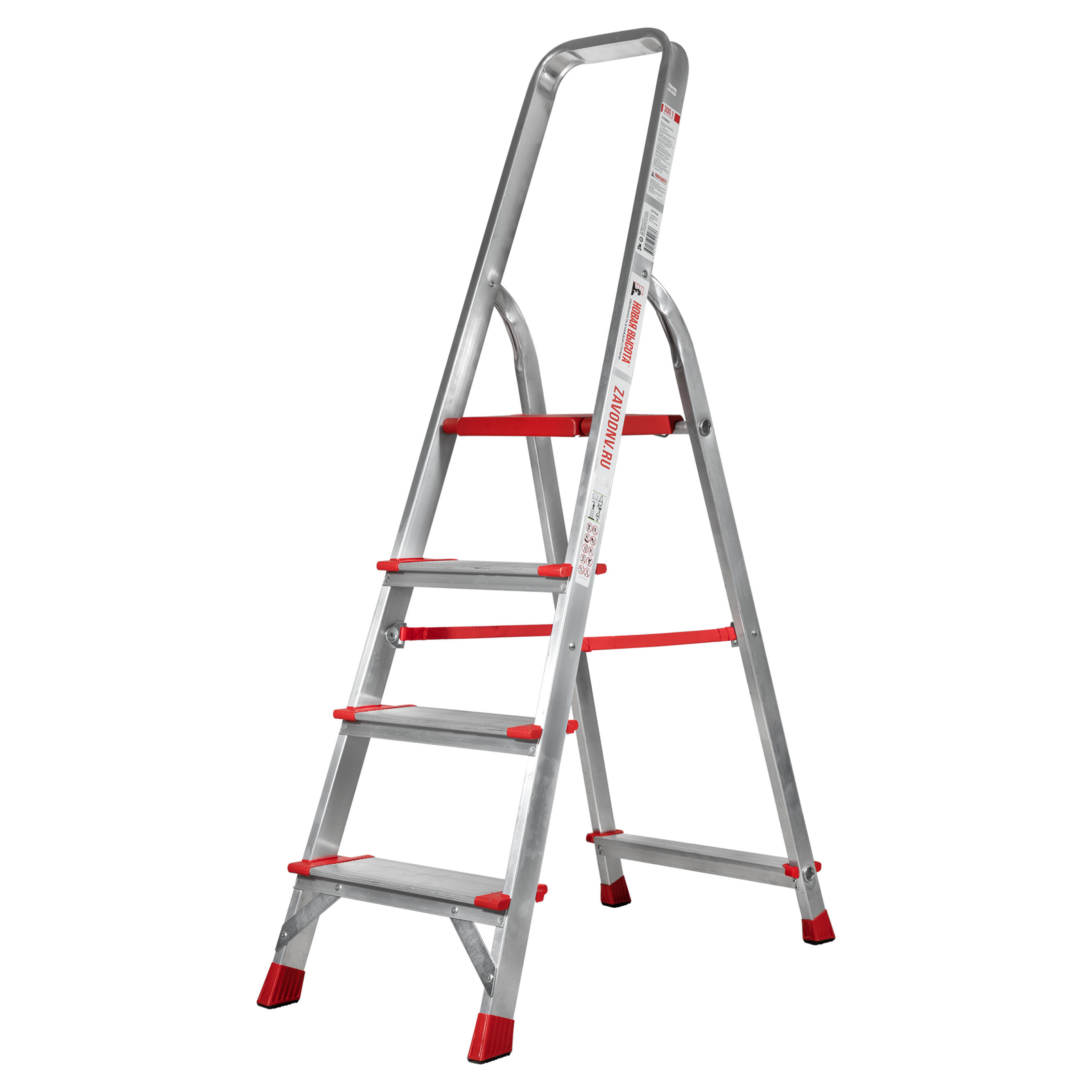Изображение товара Стремянка алюминиевая Новая Высота NV 3117 4 ступени, максимальная нагрузка 225 кг