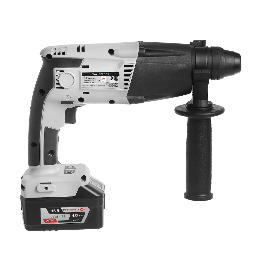 Изображение товара Аккумуляторный перфоратор SDS Plus Интерскол ПА-18/18Л2 18 В, 2x2 Ач, 1.3 Дж