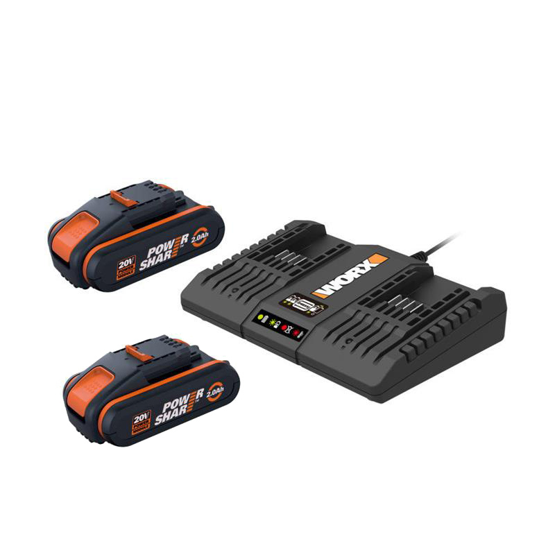 Изображение товара Зарядное устройство WORX WA3869 двойное для аккумуляторов 20В Li-Ion