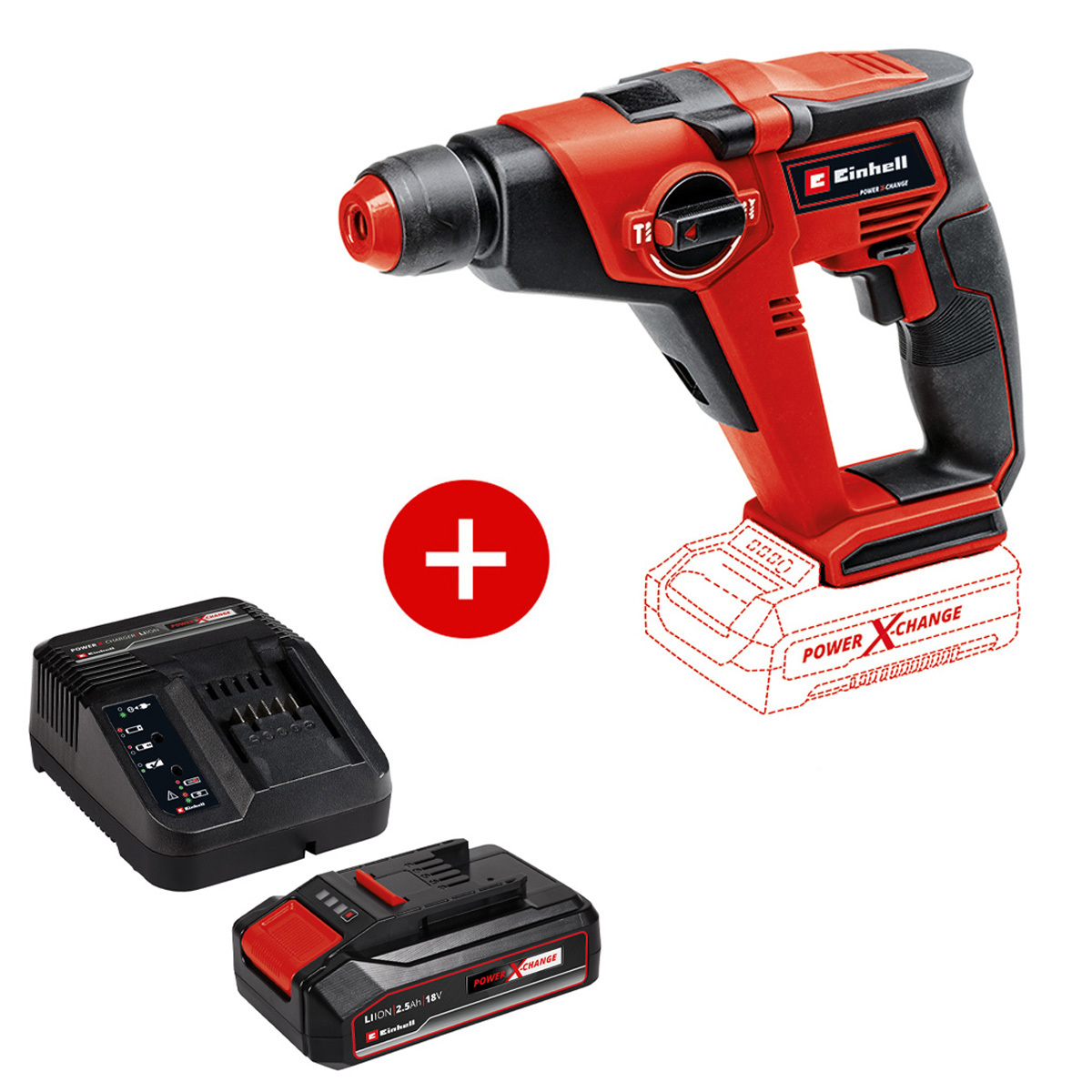 Изображение товара Аккумуляторный перфоратор Einhell PXC TC-HD 18/12 Li Set 18 В 1,3 Дж SDS Plus