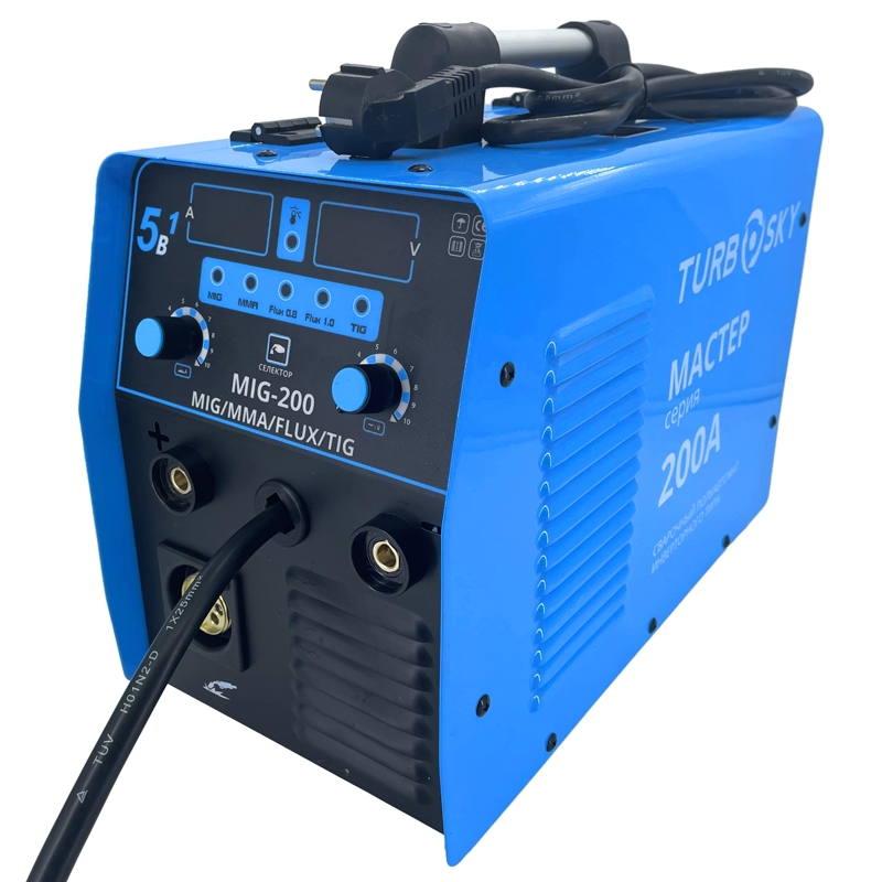 Изображение товара Инверторный сварочный полуавтомат MIG-200А TURBOSKY с цифровым дисплеем и функциями