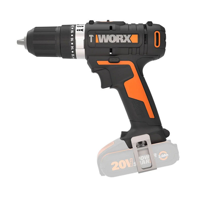 Изображение товара Дрель-шуруповерт аккумуляторная ударная Worx WX370.9 НСК, 20 В Li-Ion без АКБ и ЗУ