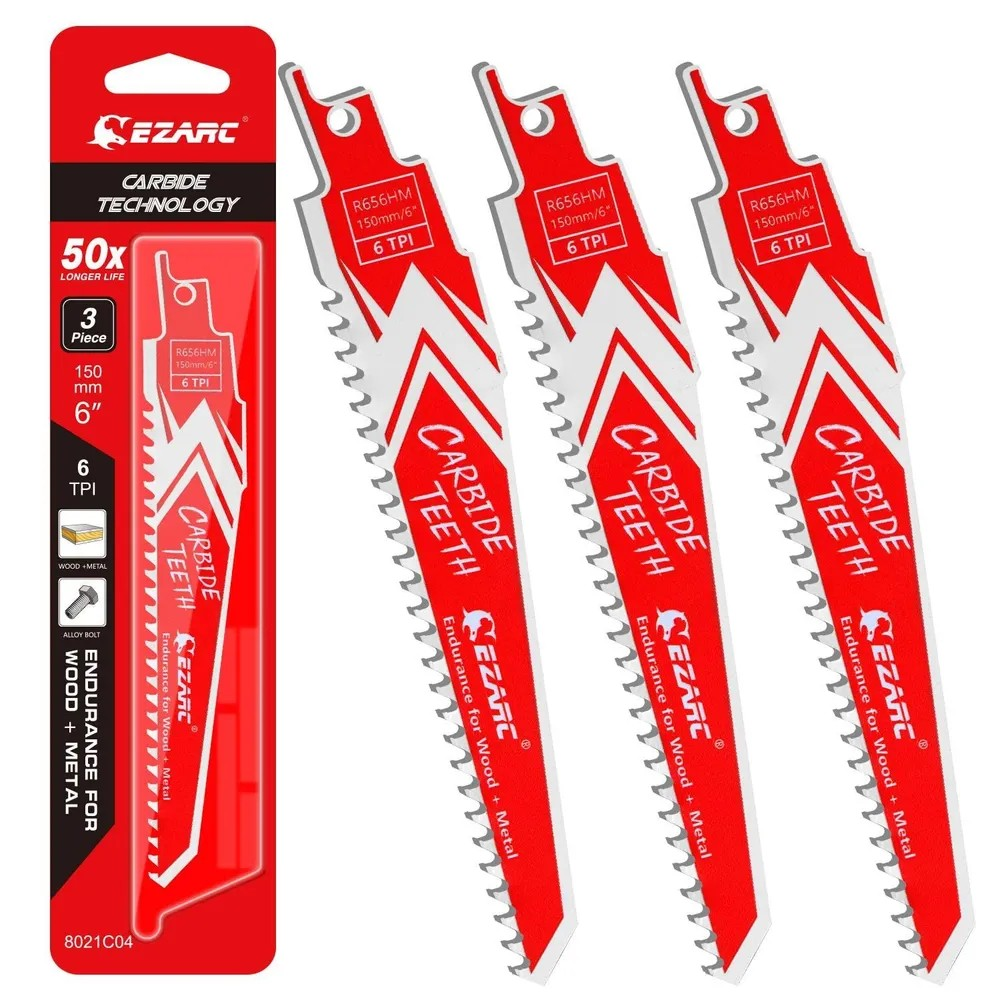 Изображение товара Набор полотен для сабельной пилы EZARC 8021C04 3 шт для металла и дерева