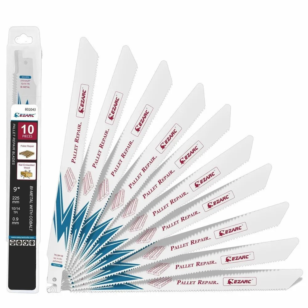 Изображение товара Набор полотен для сабельной пилы EZARC 802043 10 шт высококачественный биметалл