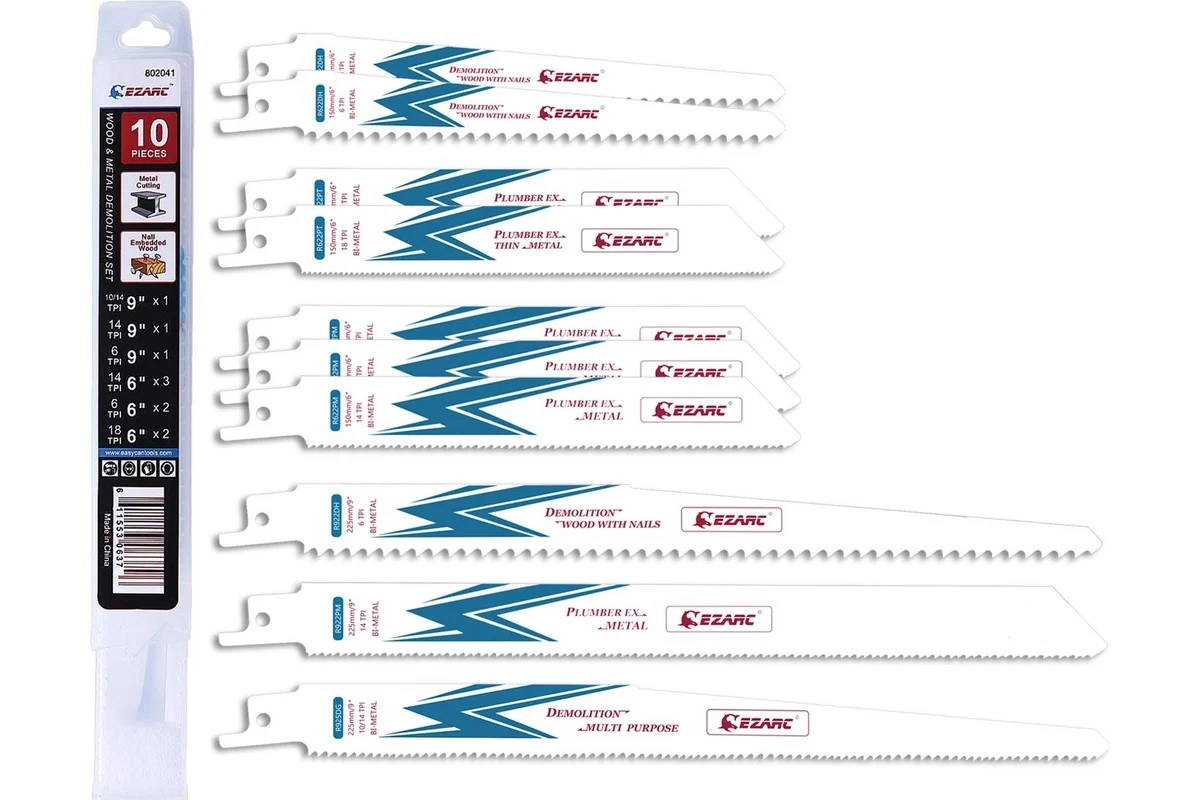 Изображение товара Набор полотен для сабельной пилы Ezarc 802041 10 шт универсальный высокопрочный биметалл