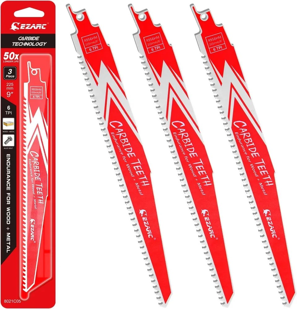 Изображение товара Полотно для сабельной пилы по дереву и металлу Ezarc 8021C05 225 мм, 3 шт