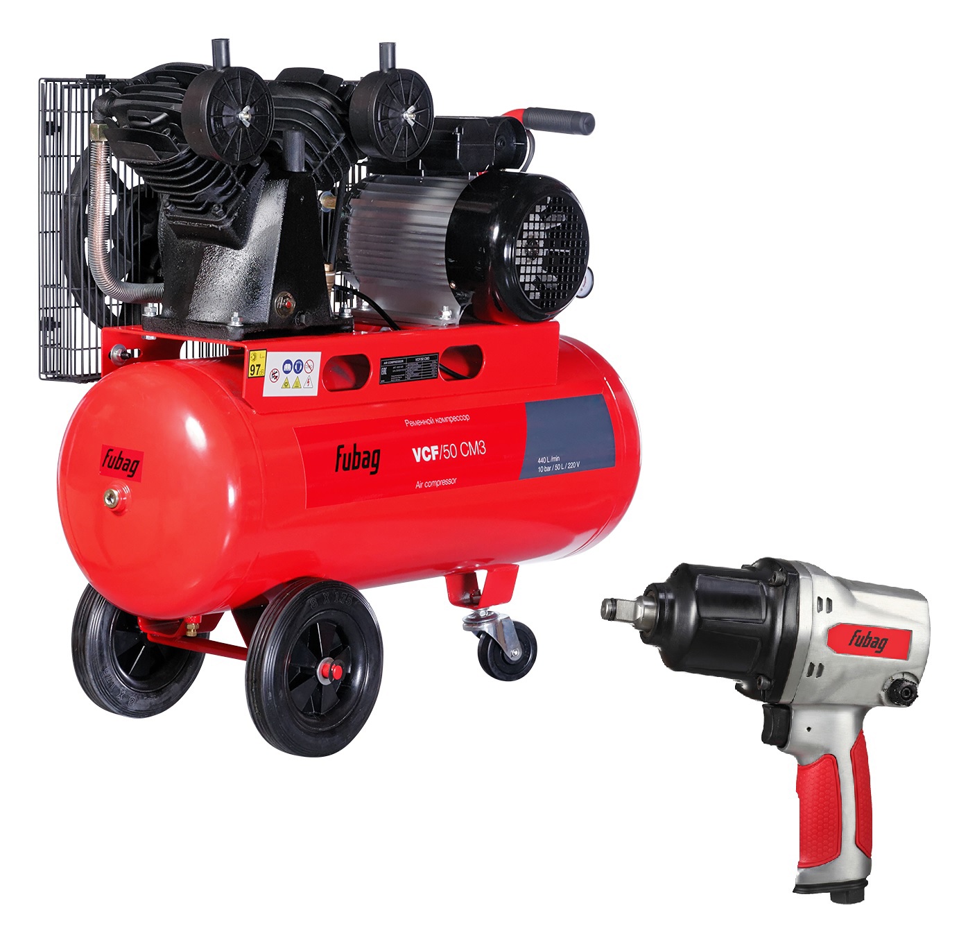 Изображение товара Компрессор поршневой FUBAG VCF/50 CM3 50 л 440 л/мин с гайковертом в комплекте