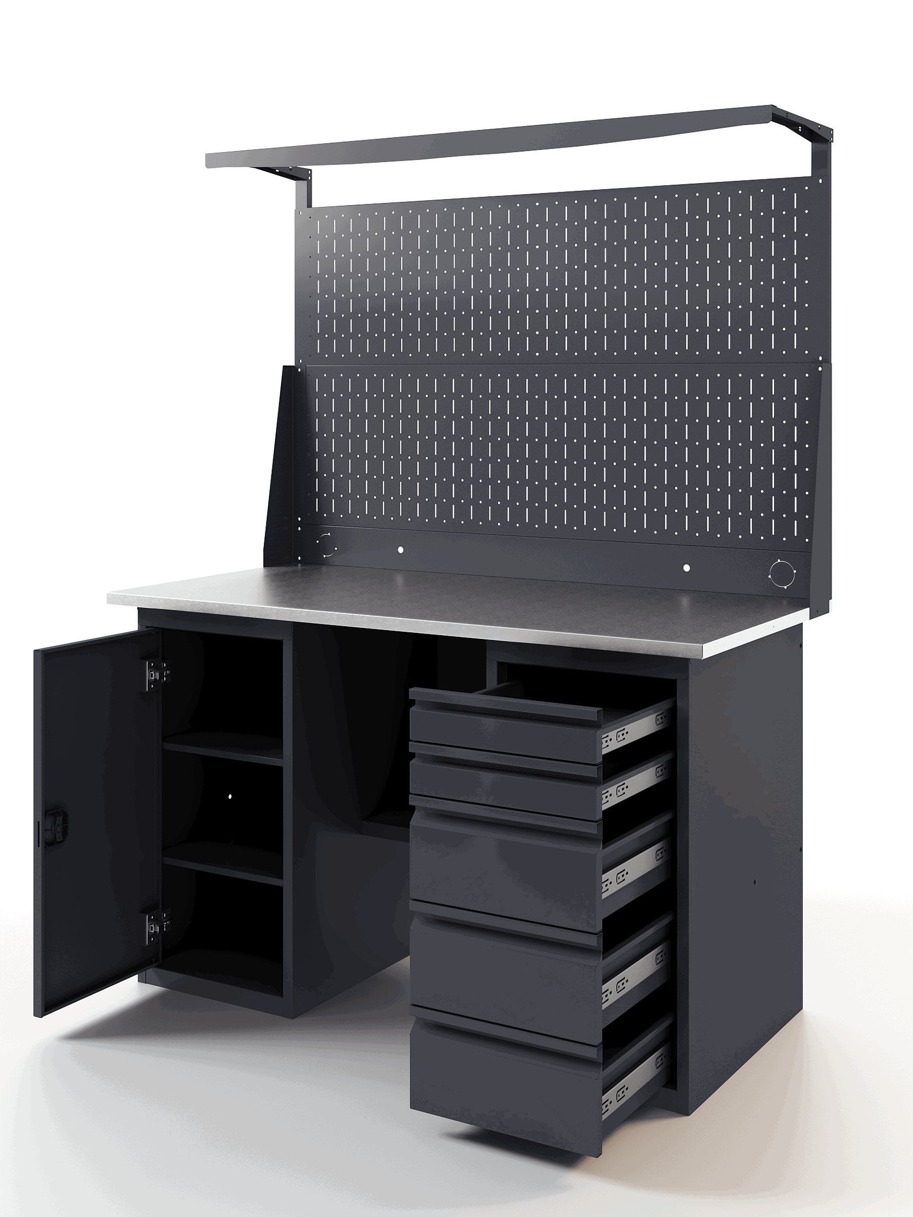 Изображение товара Верстак стационарный Greenberg TY_Р2_1400 с перфорационной панелью и нагрузкой до 300 кг