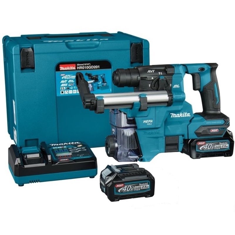 Изображение товара Перфоратор аккумуляторный Makita HR010GD201 SDS Plus 40В 2.1 Дж Изображение товара Перфоратор аккумуляторный Makita HR010GD201 SDS Plus 40В 2.1 Дж