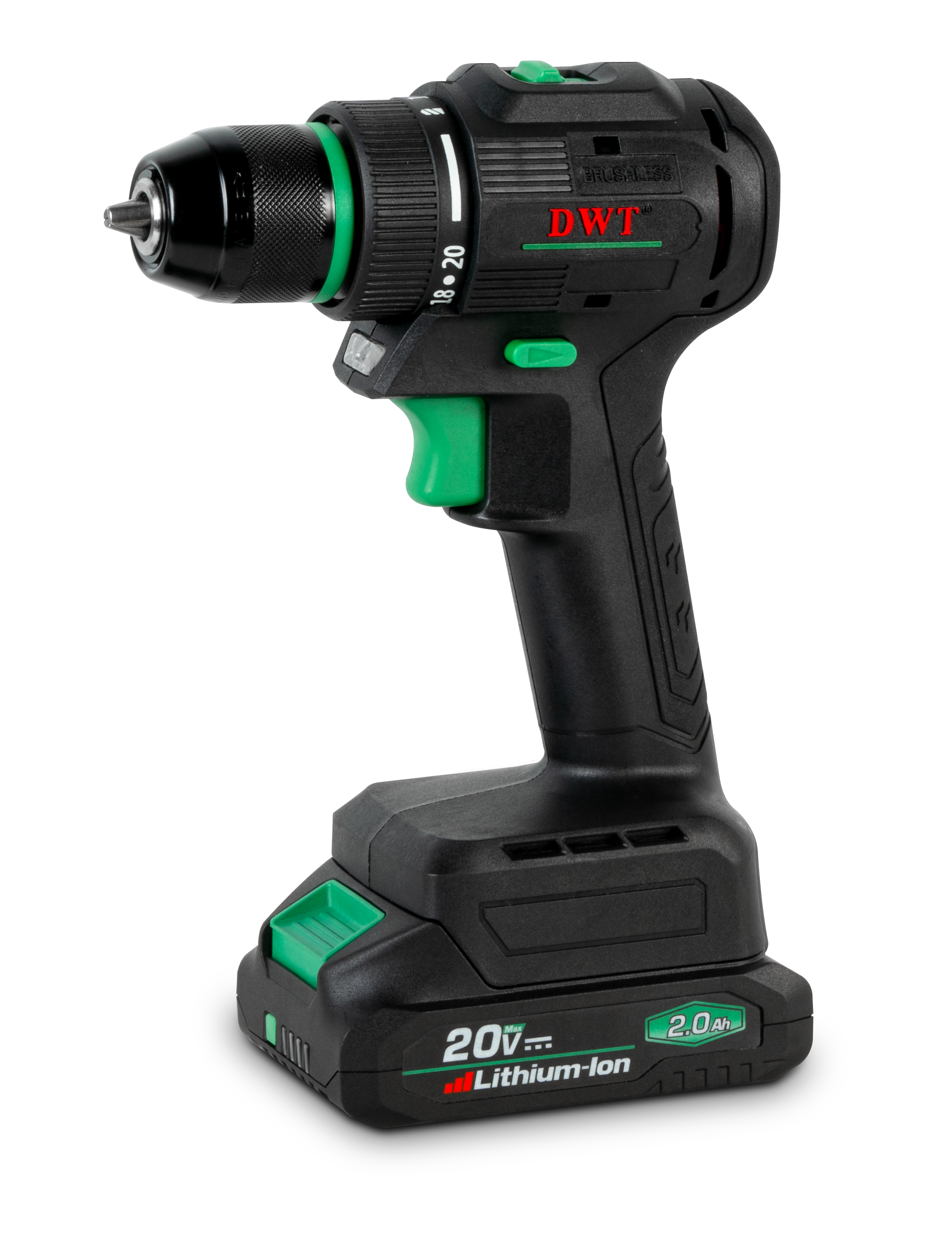 Изображение товара Аккумуляторная дрель-шуруповерт DWT ABSP-20 DNM-2 BMC с бесщеточным двигателем