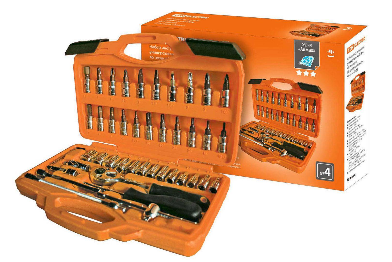 Изображение товара Универсальный набор инструментов TDM Electric Алмаз SQ1014-0104 46 шт кейс прочная сталь