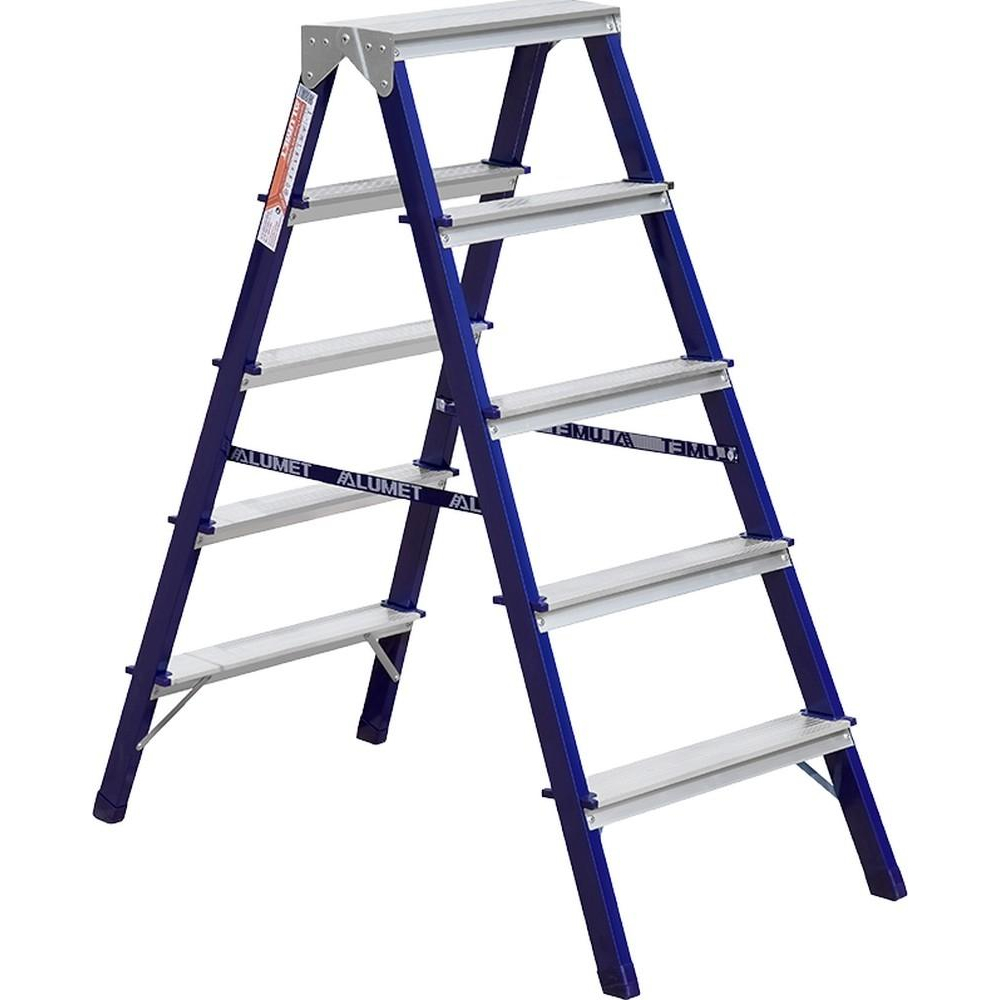 Изображение товара Алюминиевая стремянка Алюмет MD8205 5 ступеней до 150 кг легкая стальная платформа