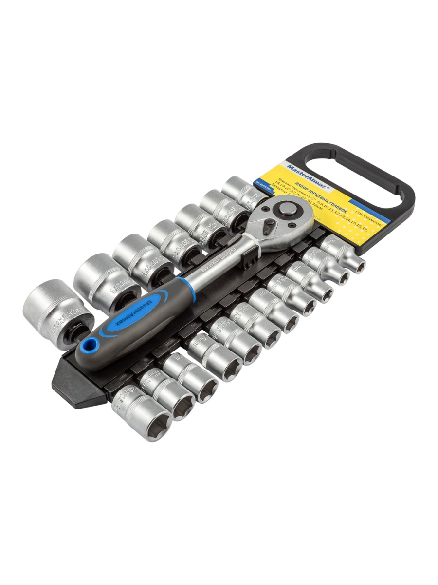 Изображение товара Набор головок МастерАлмаз 19 предметов хром-ванадиевая сталь