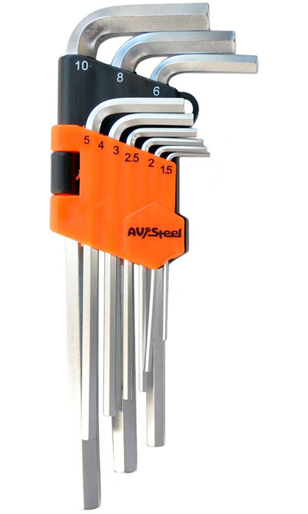 Изображение товара Набор ключей имбусовых шестигранных AV Steel AV-362109 1.5-10 мм, 9 предметов