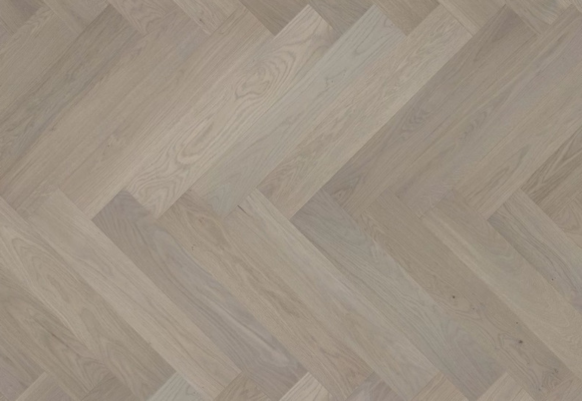 Изображение товара Паркетная доска Barlinek Дуб Marzipan Muffin Herringbone Optilock 23 класс толщина 14 мм с фаской 0.61 м²