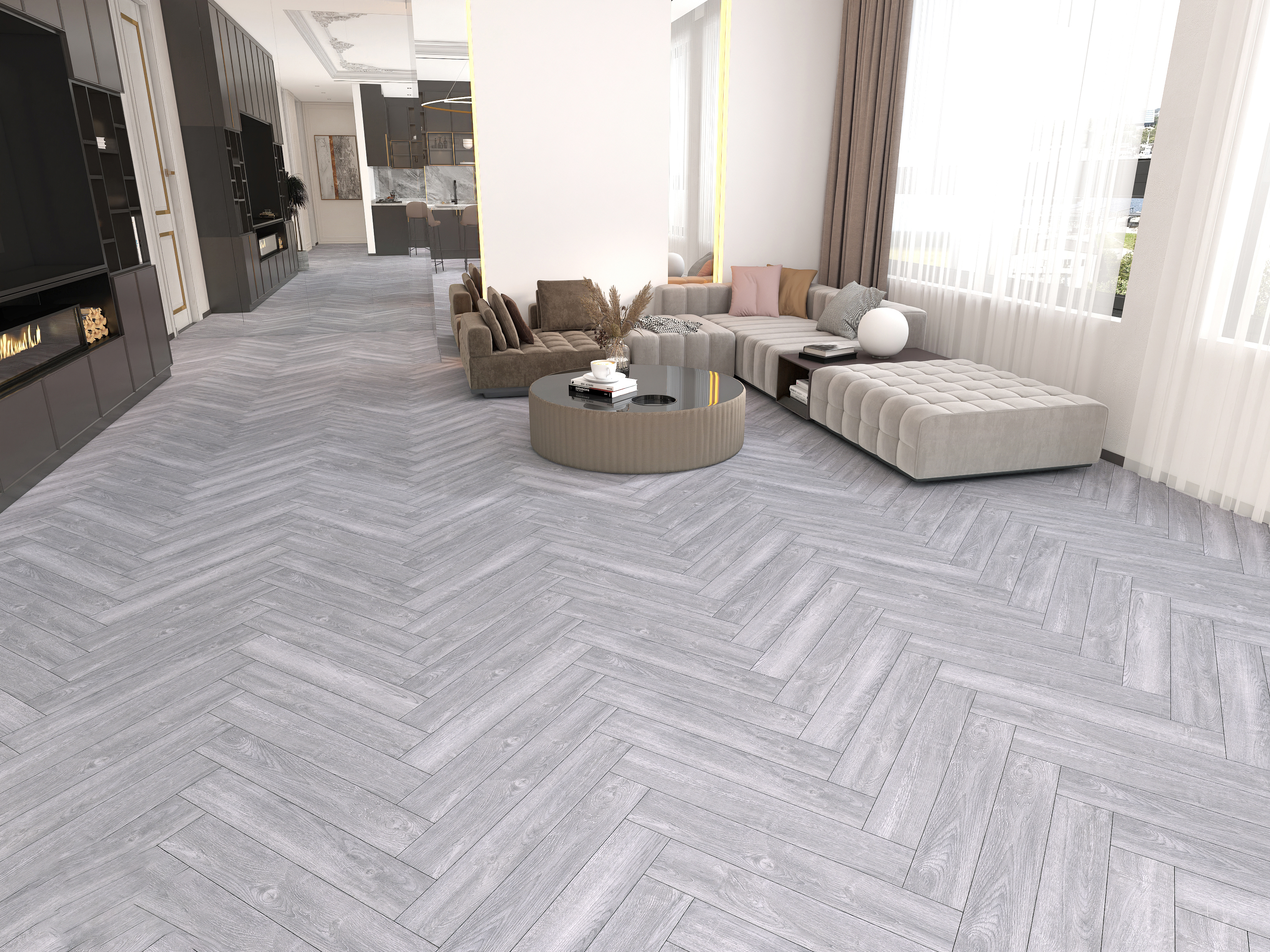 Изображение товара Ламинат Woodstyle Дуб Певенси Серый 34 класс 12 мм фаска 4 стороны 1.32 м2