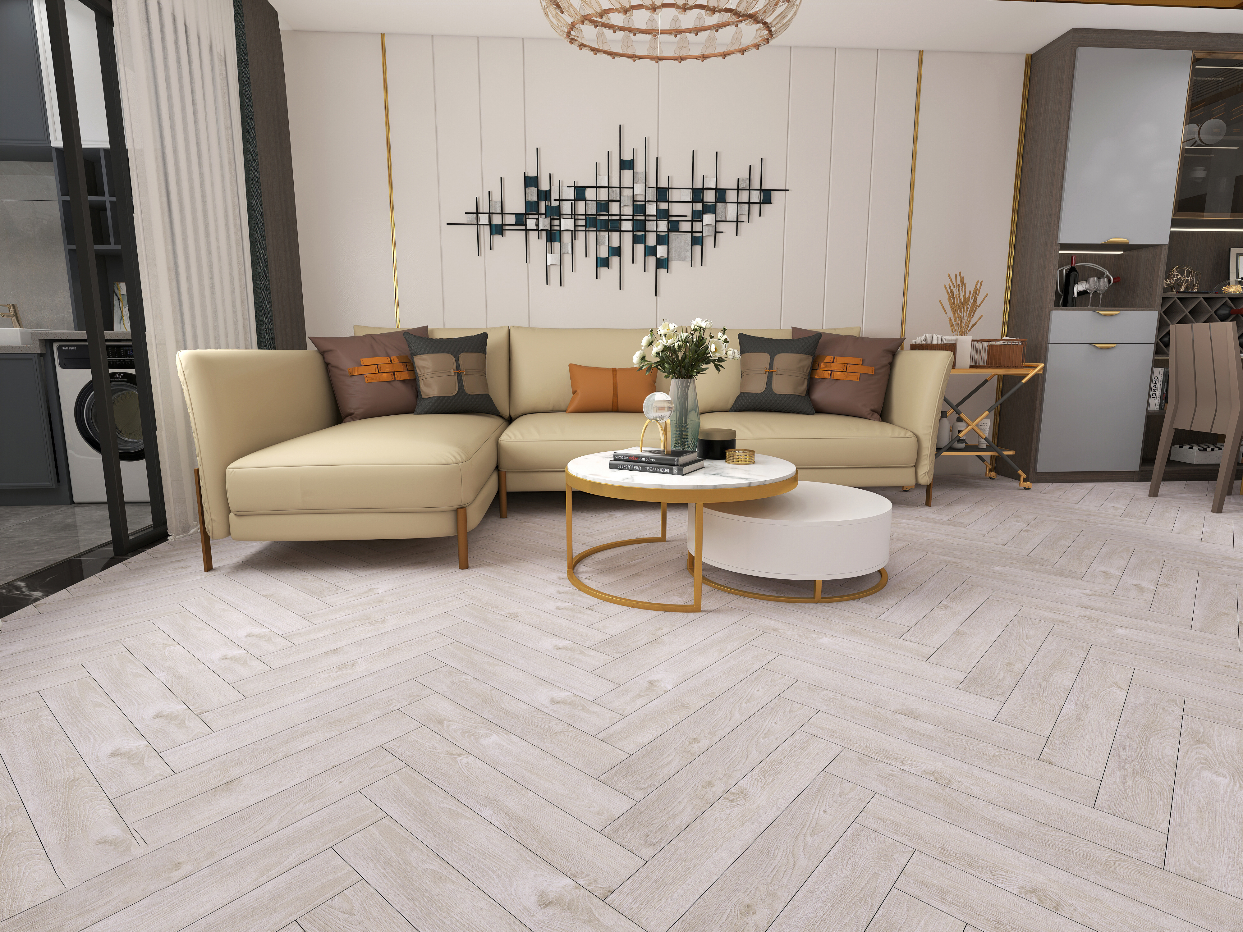 Изображение товара Ламинат Woodstyle Дуб Эвердин Бежевый 34 класс 12 мм фаска 4 в Kroobka