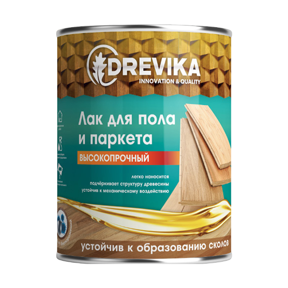 Изображение товара Паркетный лак DREVIKA 3459 глянцевый бесцветный для внутренних работ Изображение товара Паркетный лак DREVIKA 3459 глянцевый бесцветный для внутренних работ