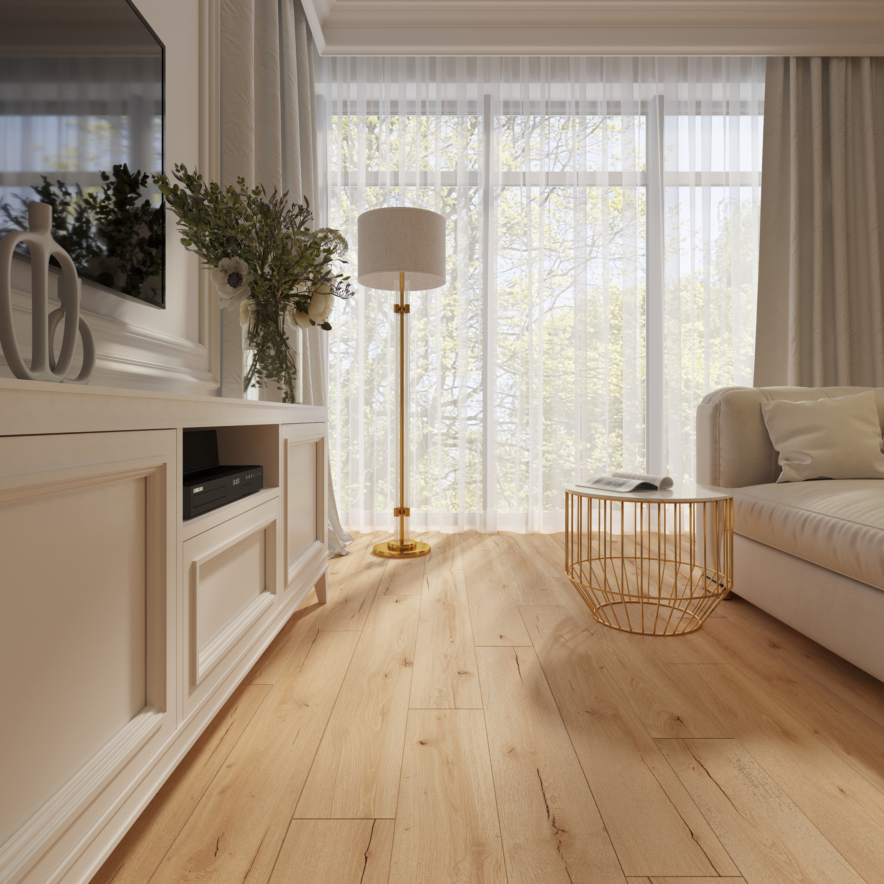 Изображение товара SPC плитка AlixFloor Natural Line Дуб кремовый рельефная влагостойкая 5 мм