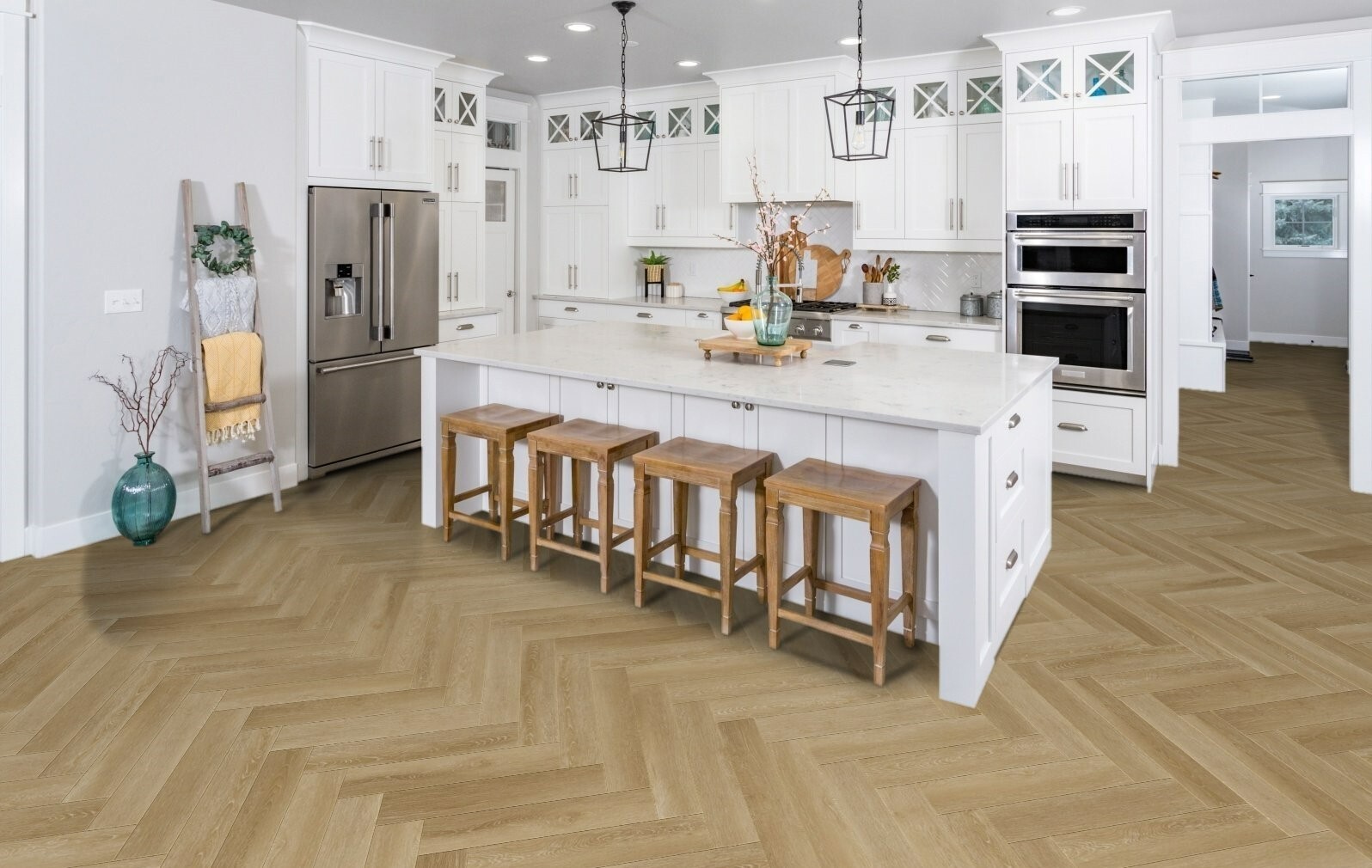 Изображение товара Кварц-виниловая плитка FirmFit Herringbone Дуб Натуральный Браш 34 класс водостойкая