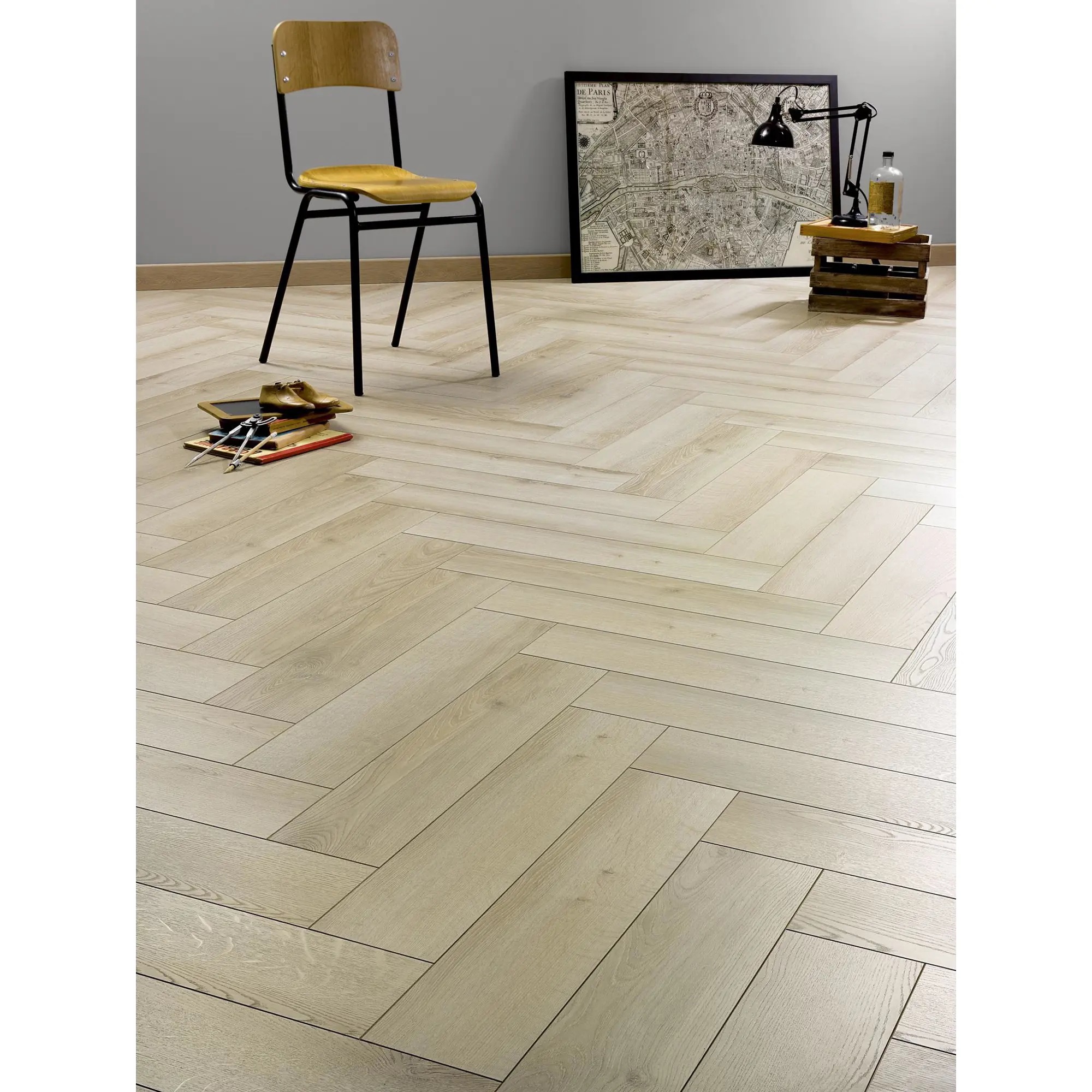 Изображение товара Ламинат Alsafloor Herringbone Jefferson 12 мм елочка влагостойкий бетонный стиль