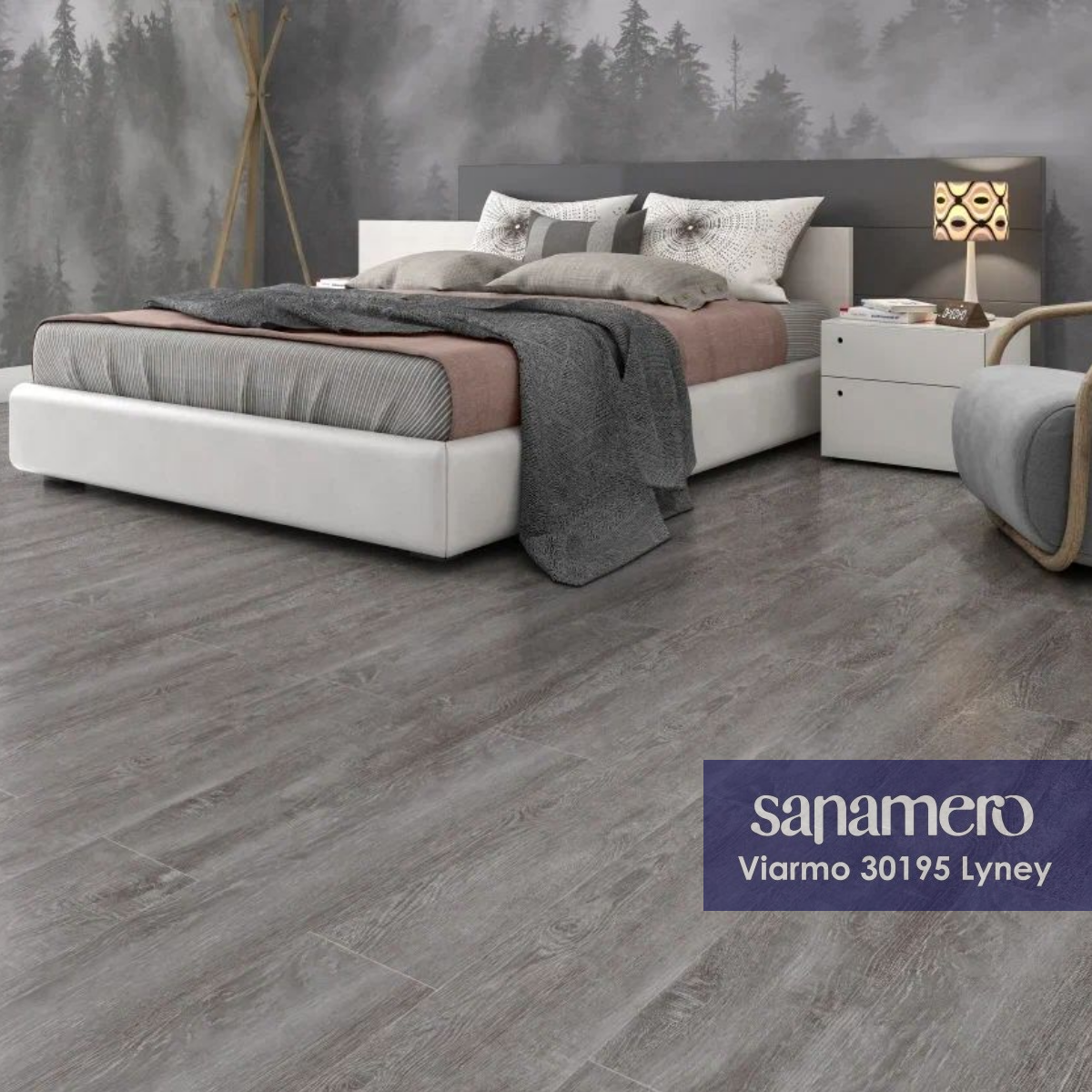 Изображение товара Кварц-виниловая SPC плитка Sanamero Viarmo Lyney 33 класс, 3.5 мм, 2.16 м², серый дуб