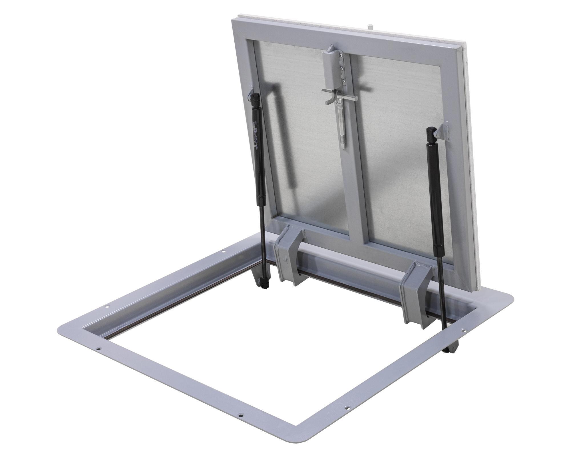 Изображение товара Напольный стальной люк Эвент ГК Лнсэ 80x80 см с амортизаторами и гарантией 5 лет