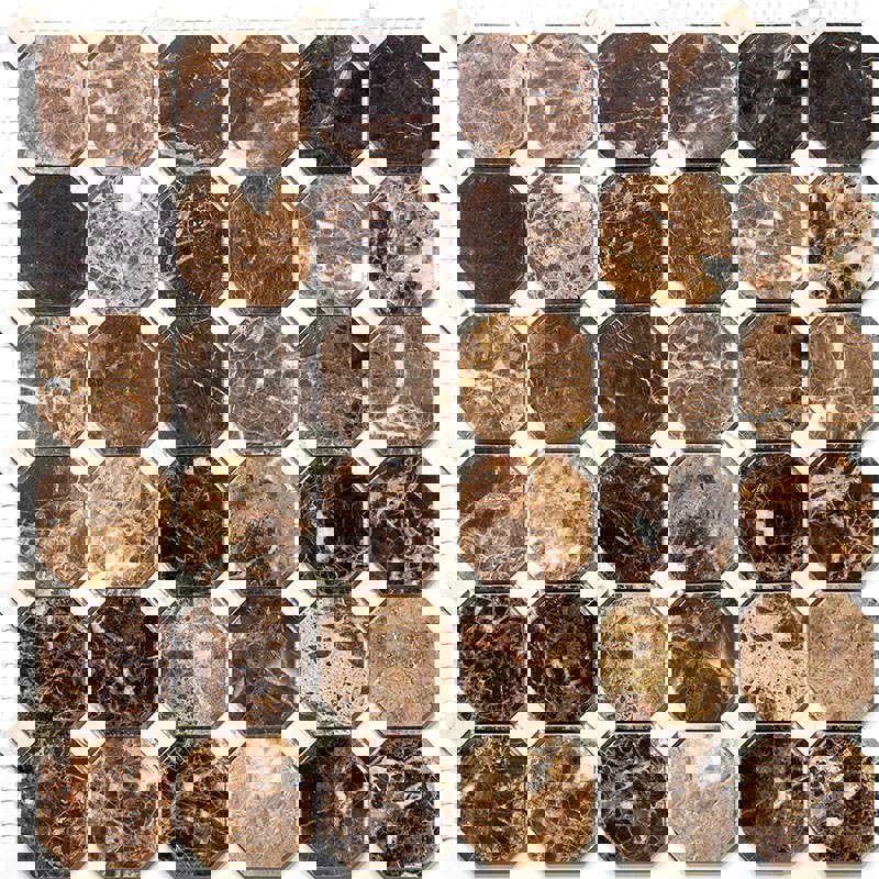 Изображение товара Мозаика из натурального мрамора Octagon 30.5х30.5 см, коричневый, глянцевая